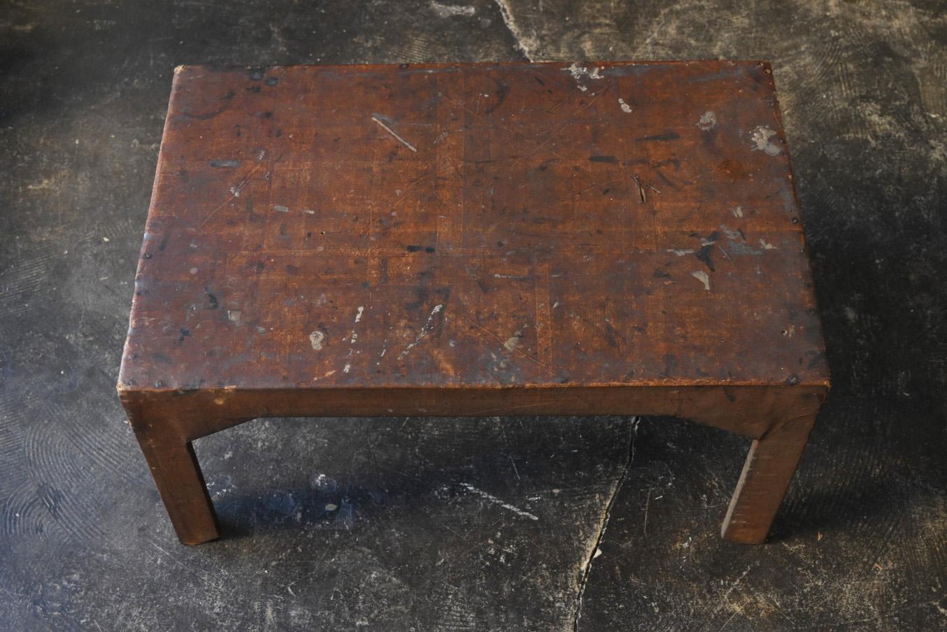 19th Century Japanese small wooden antique low table with paper pasting/1868-1920 For Sale