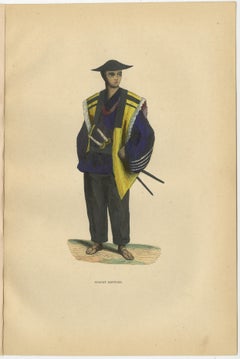 Japanese Soldiers Depicted in Hand-Colored Lithographs, Published in 1844