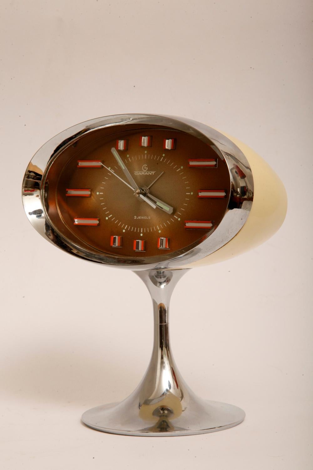 Japanese Space Age Alarm Clock Garant, Plastic and Chromed, 1970s For Sale 11