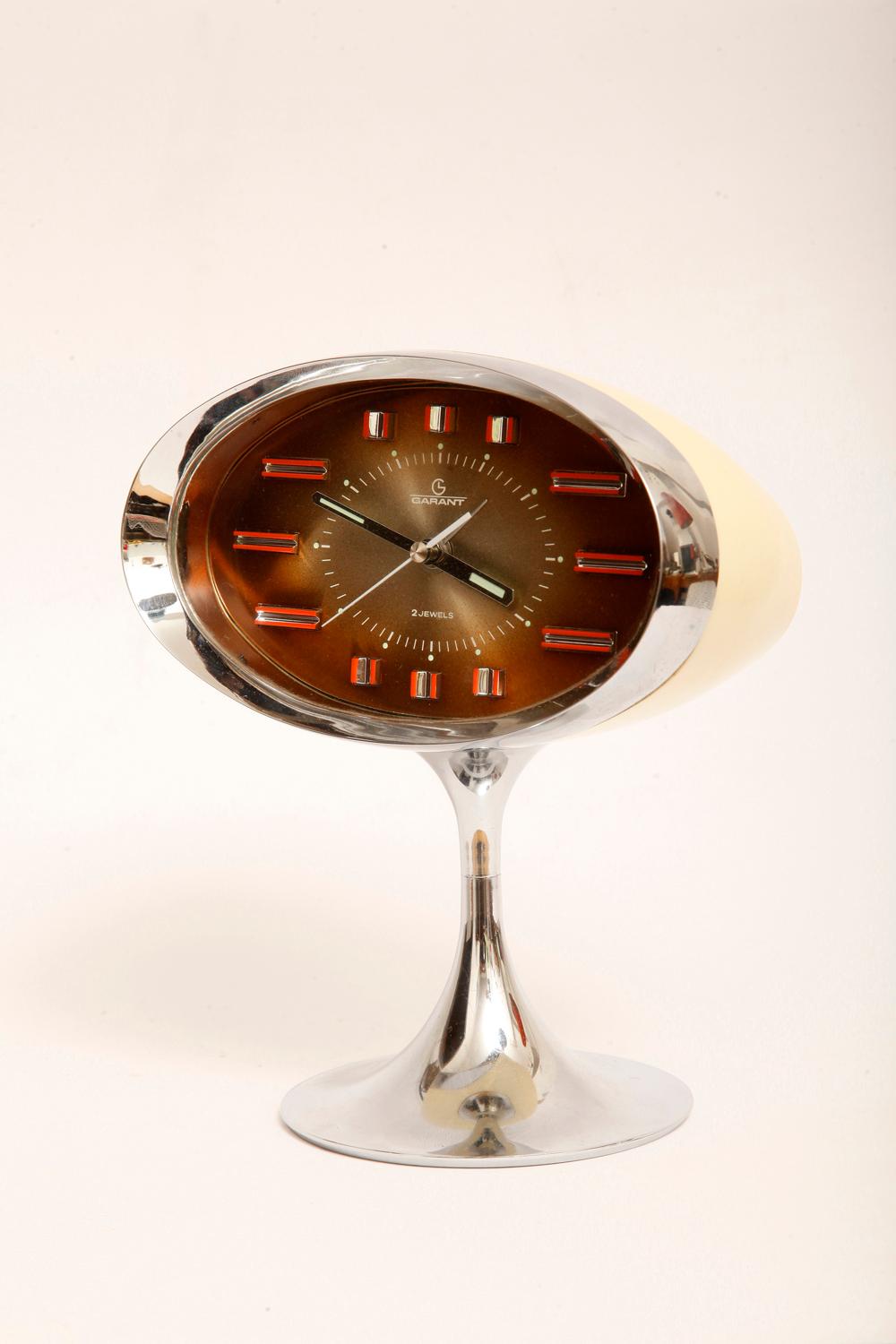 Japanese Space Age Alarm Clock Garant, Plastic and Chromed, 1970s For Sale 14