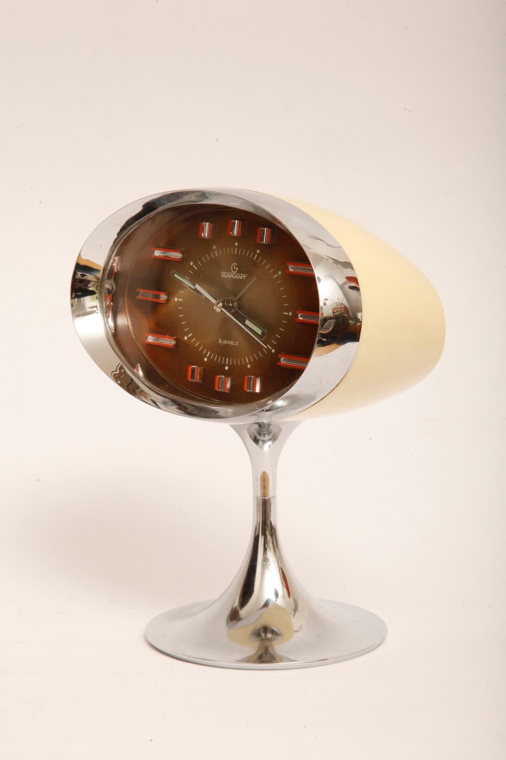 Late 20th Century Japanese Space Age Alarm Clock Garant, Plastic and Chromed, 1970s For Sale