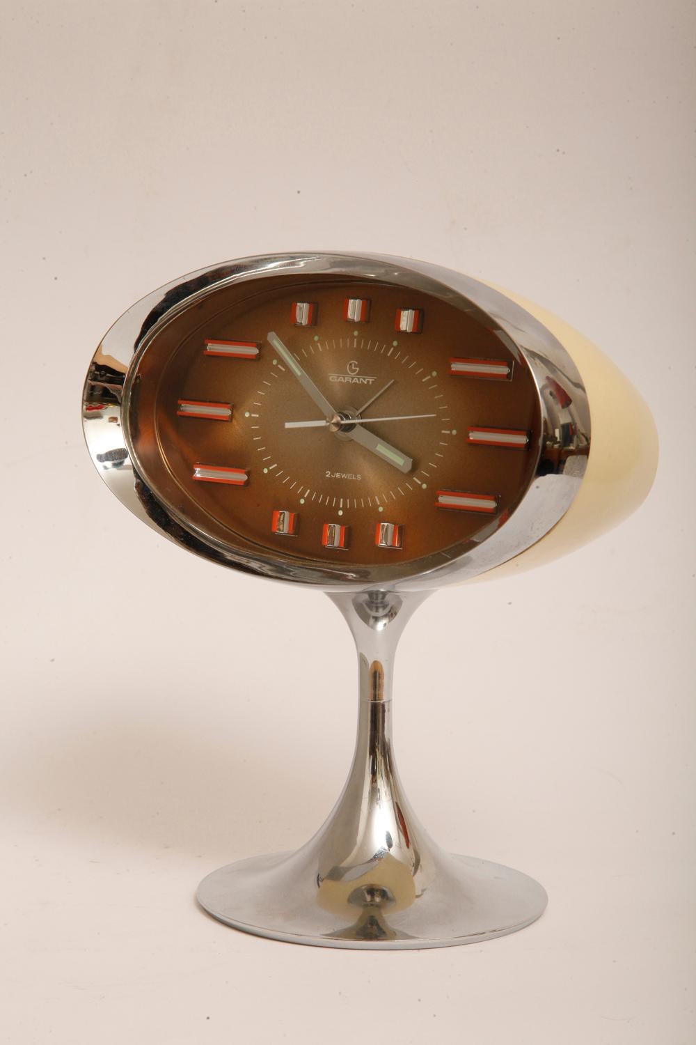 Japanese Space Age Alarm Clock Garant, Plastic and Chromed, 1970s For Sale 3