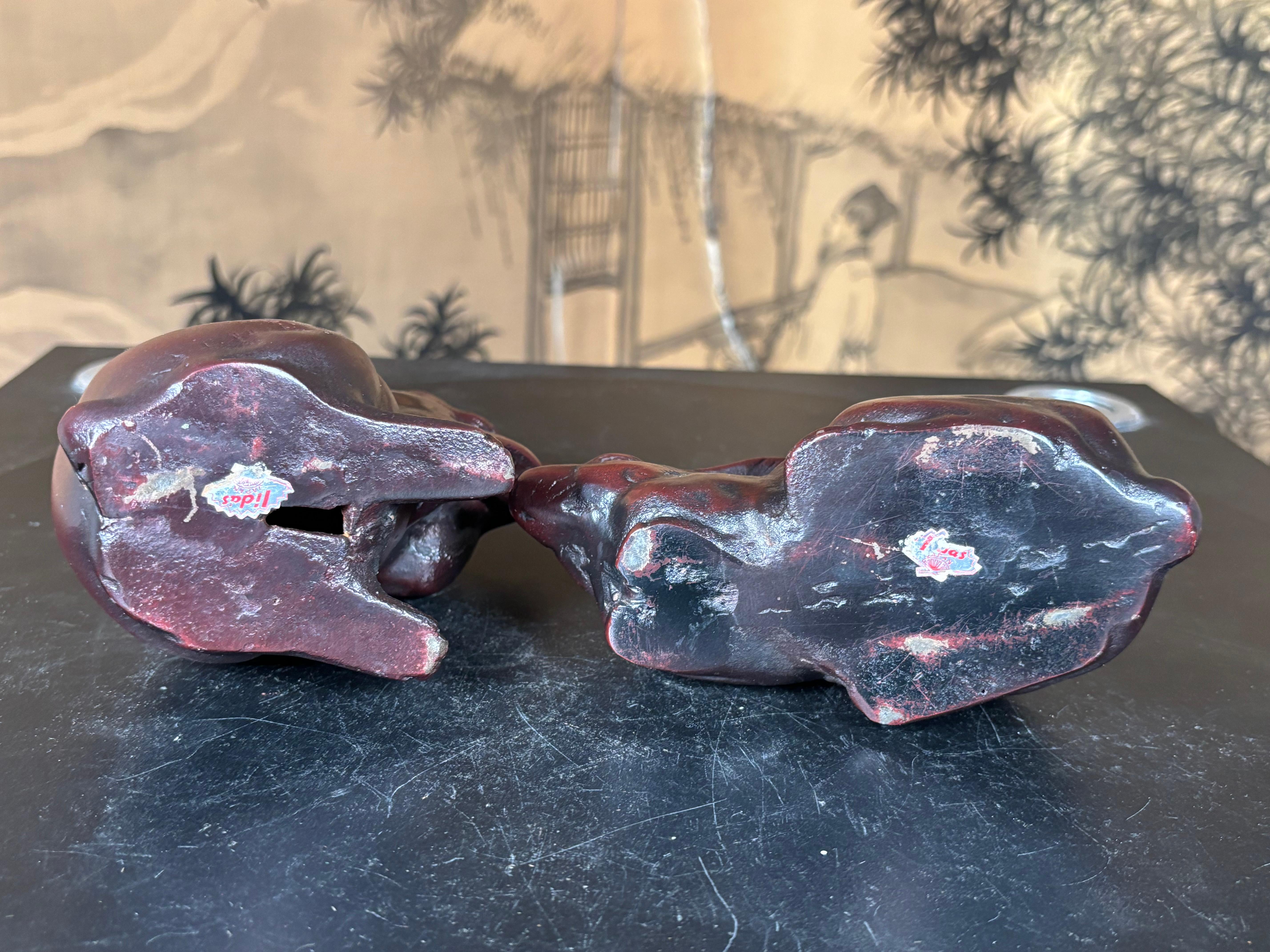 Coppia speciale giapponese antica di conigli da giardino in bronzo, zecca e firmata in vendita 5