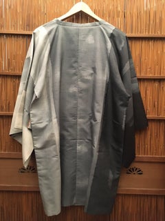 Japanese Spring Kimono Coat 'Michiyuki' Gray 1980s