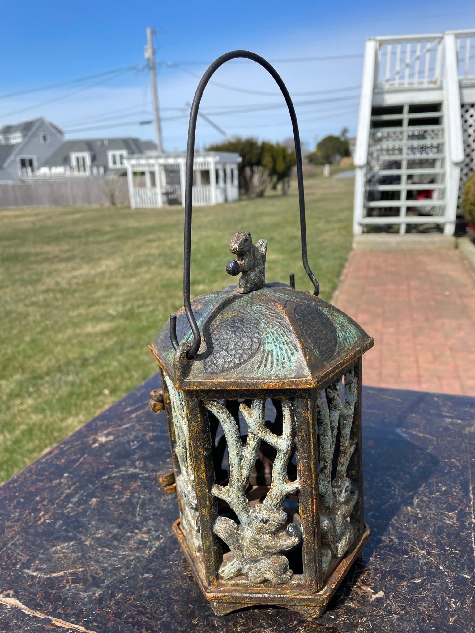 Japanese Squirrel and Acorn Lighting Lantern For Sale 3