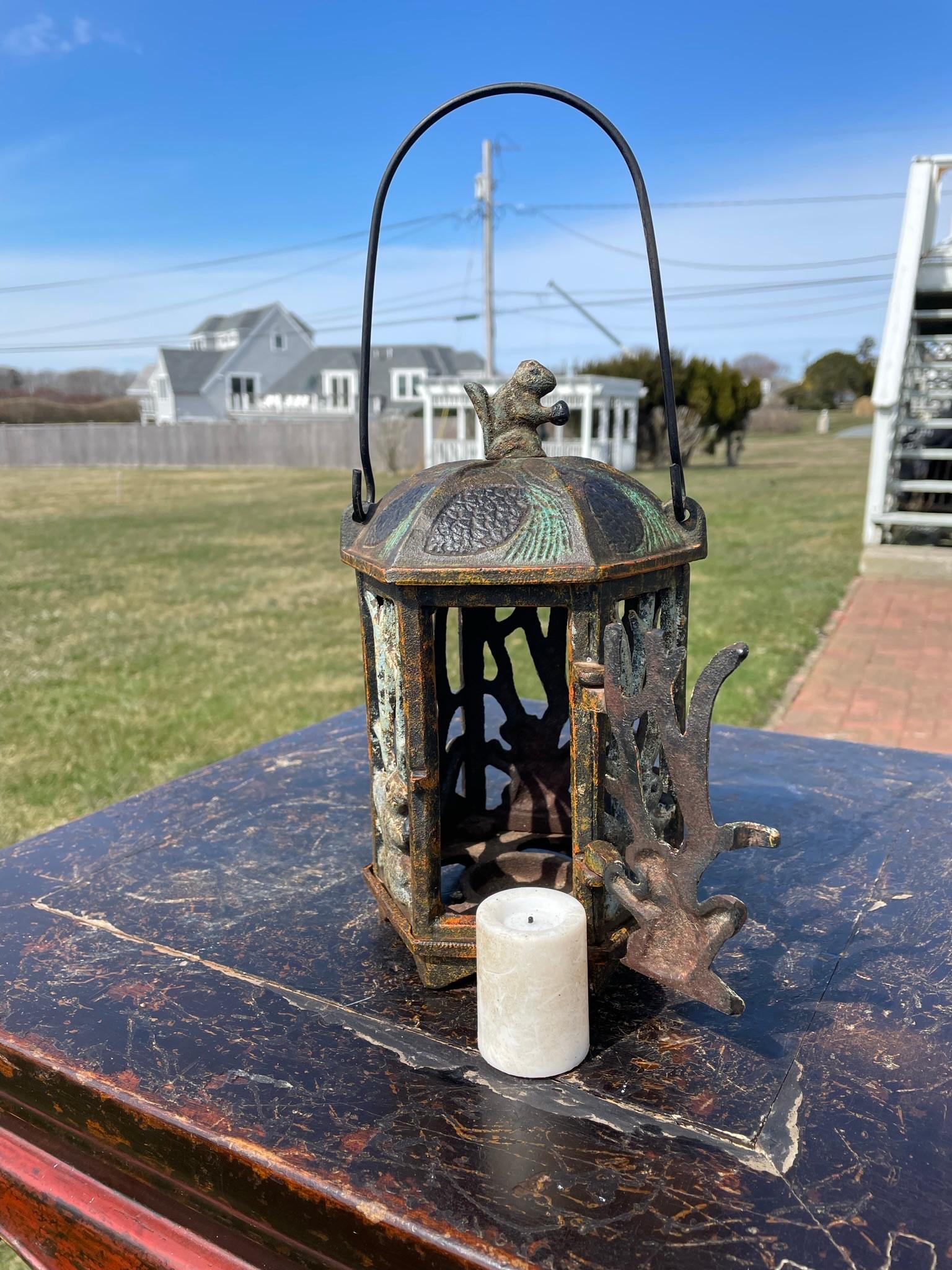 Japanese Squirrel and Acorn Lighting Lantern For Sale 5