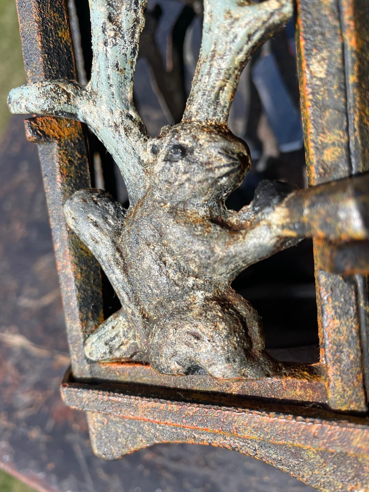 Iron Japanese Squirrel and Acorn Lighting Lantern For Sale