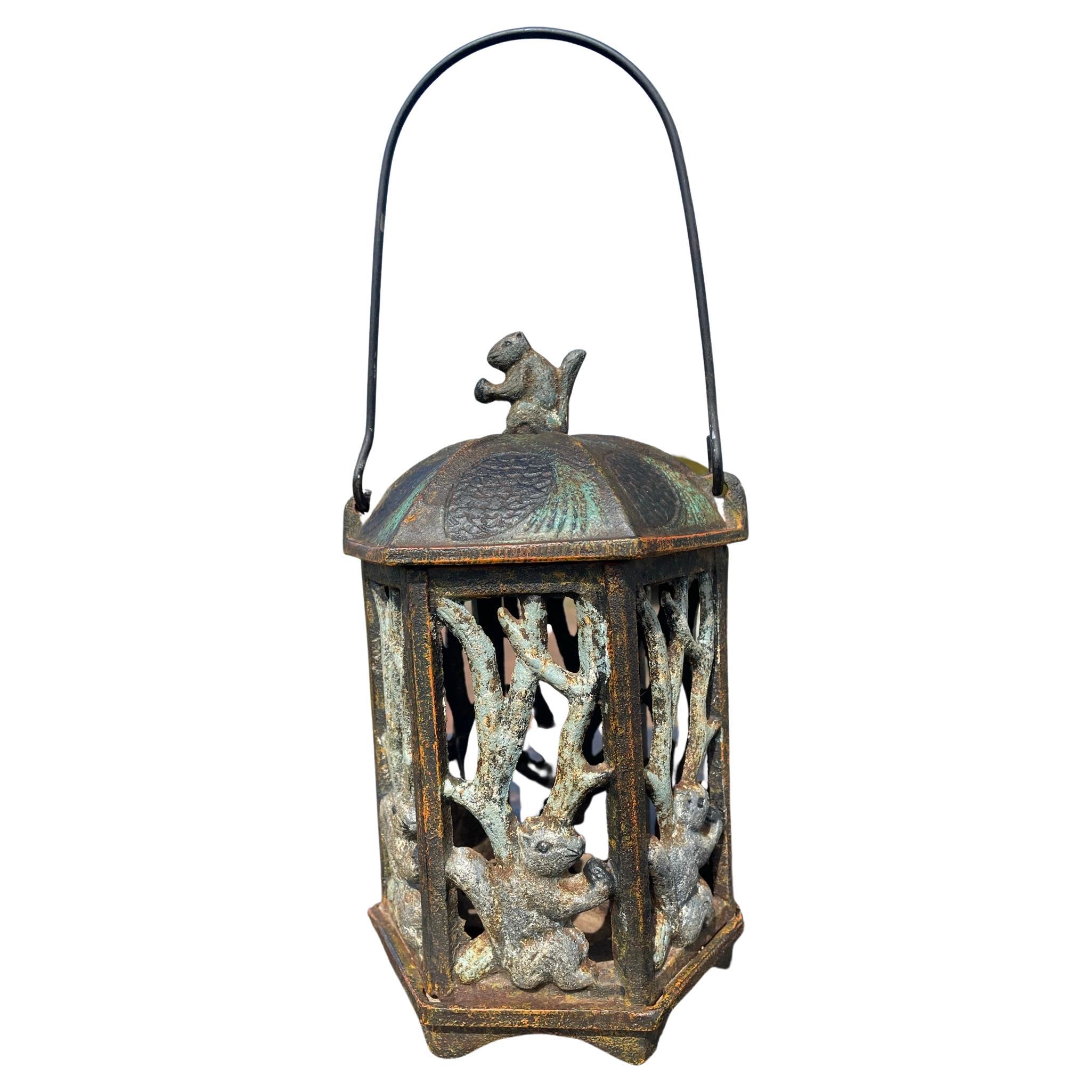 Japanese Squirrel and Acorn Lighting Lantern For Sale