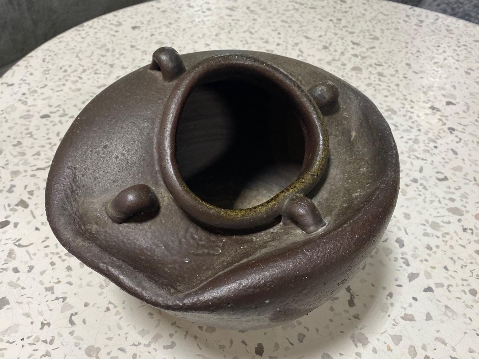 18th Century and Earlier Japanese Antique Pottery Edo Wabi-Sabi Tea Ceremony Jar or Chabana Ikebana Vase