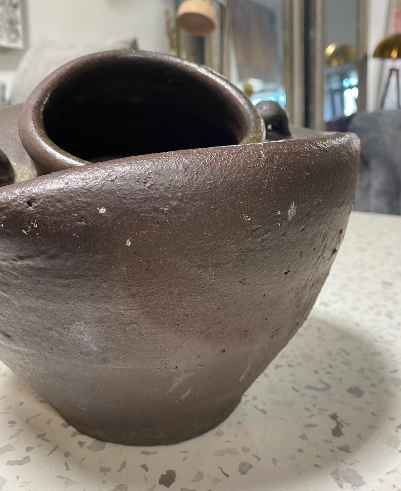 Japanese Antique Pottery Edo Wabi-Sabi Tea Ceremony Jar or Chabana Ikebana Vase 1