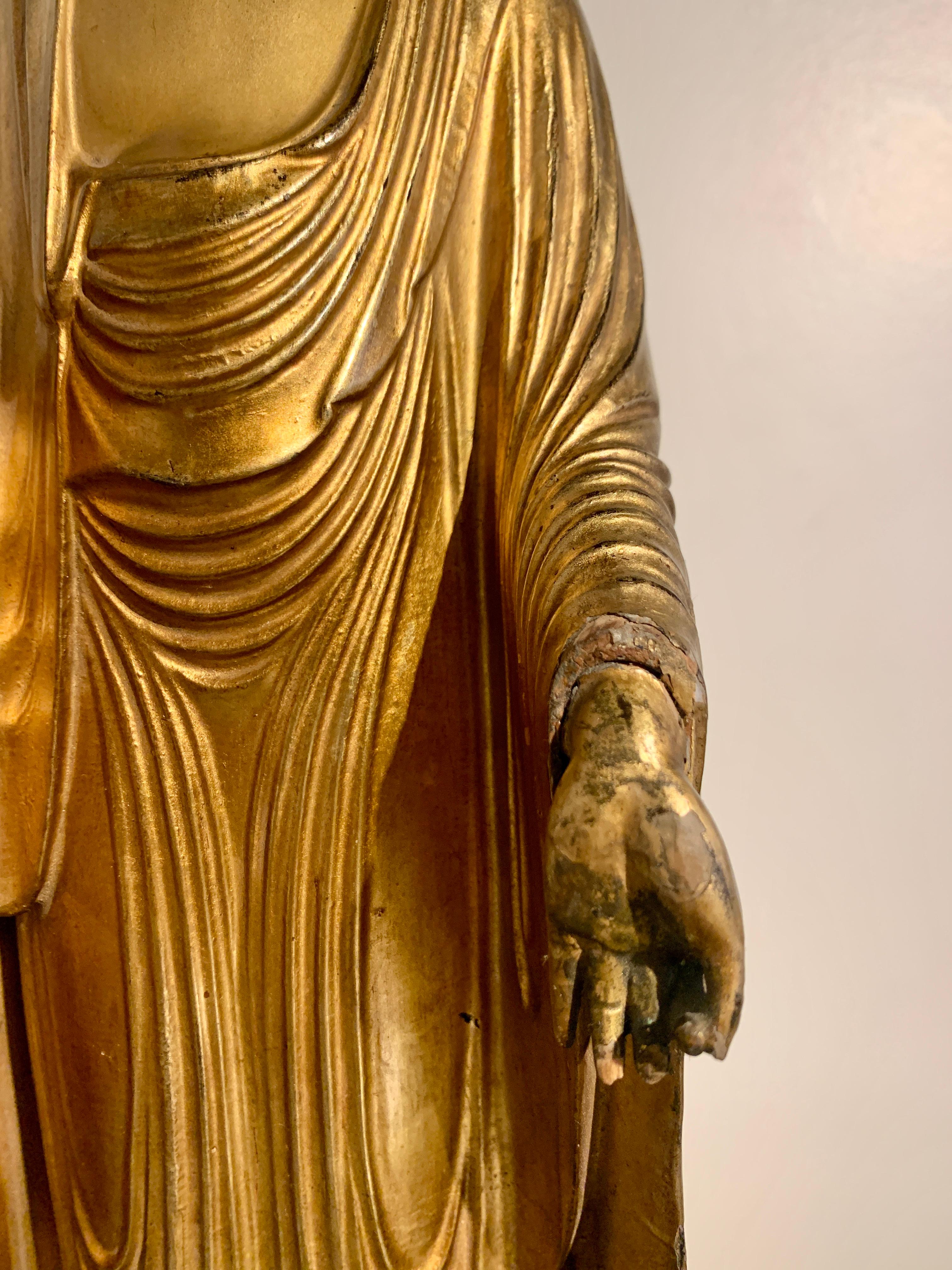 Japanese Standing Gilt Buddha, Amida Nyorai, Edo Period, 18th century, Japan For Sale 1