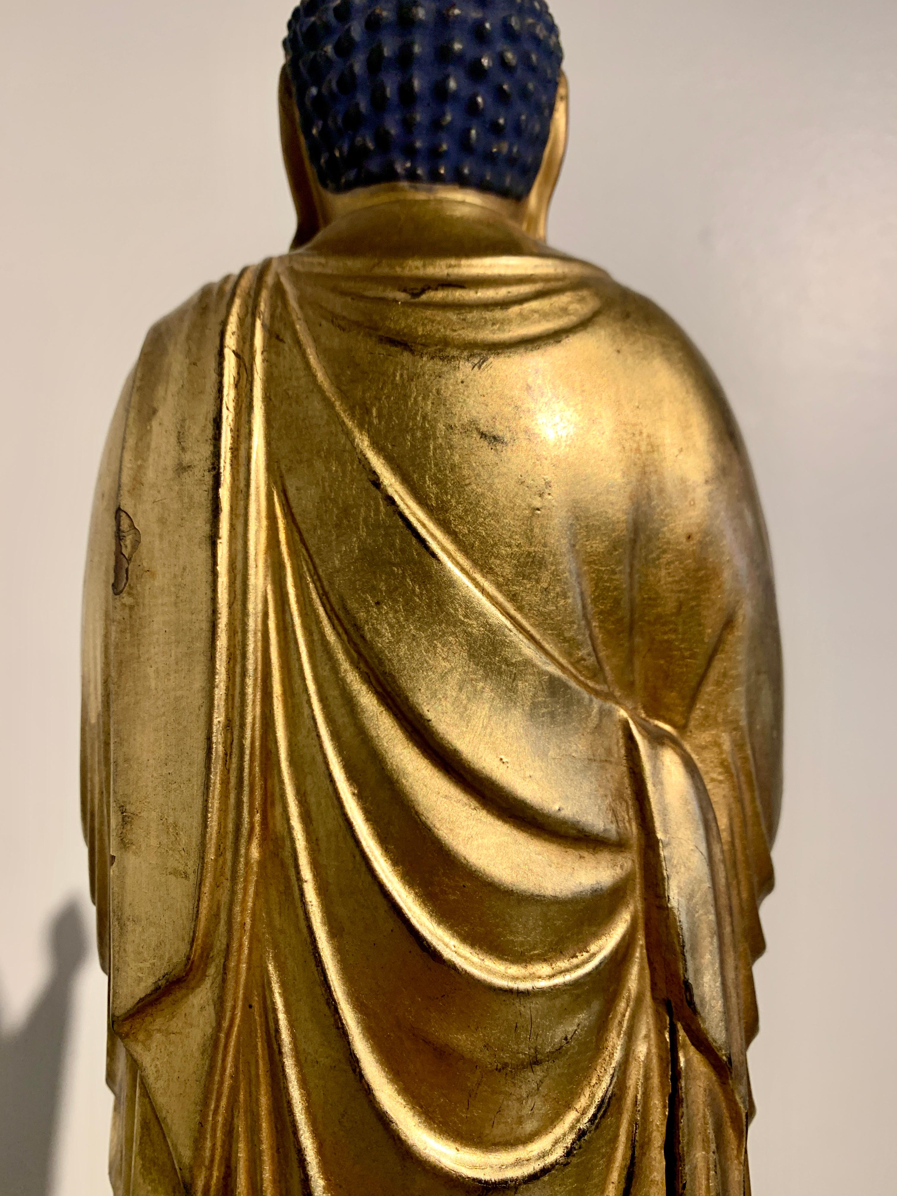 Japanese Standing Gilt Buddha, Amida Nyorai, Edo Period, 18th century, Japan For Sale 4