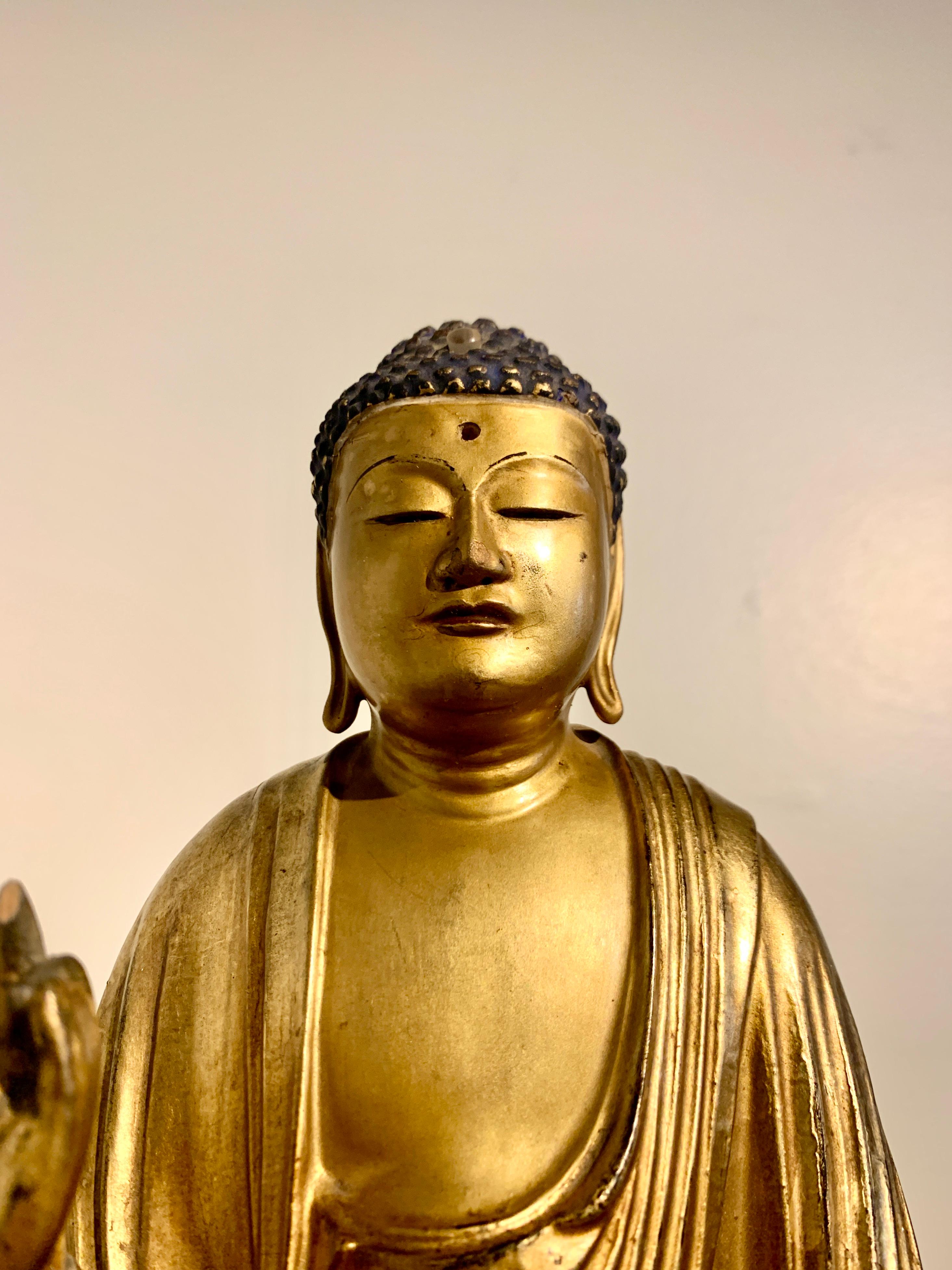 Japanese Standing Gilt Buddha, Amida Nyorai, Edo Period, 18th century, Japan For Sale 1