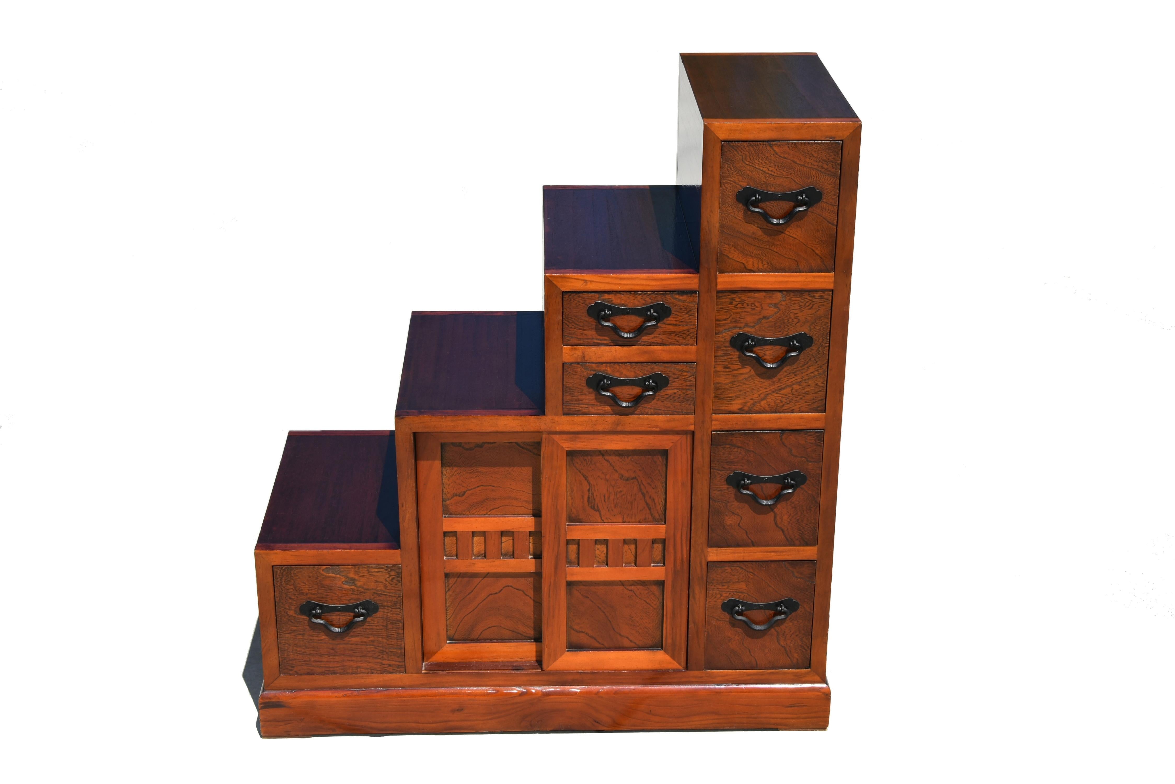 Japanese Step Tansu Double Sided For Sale at 1stDibs