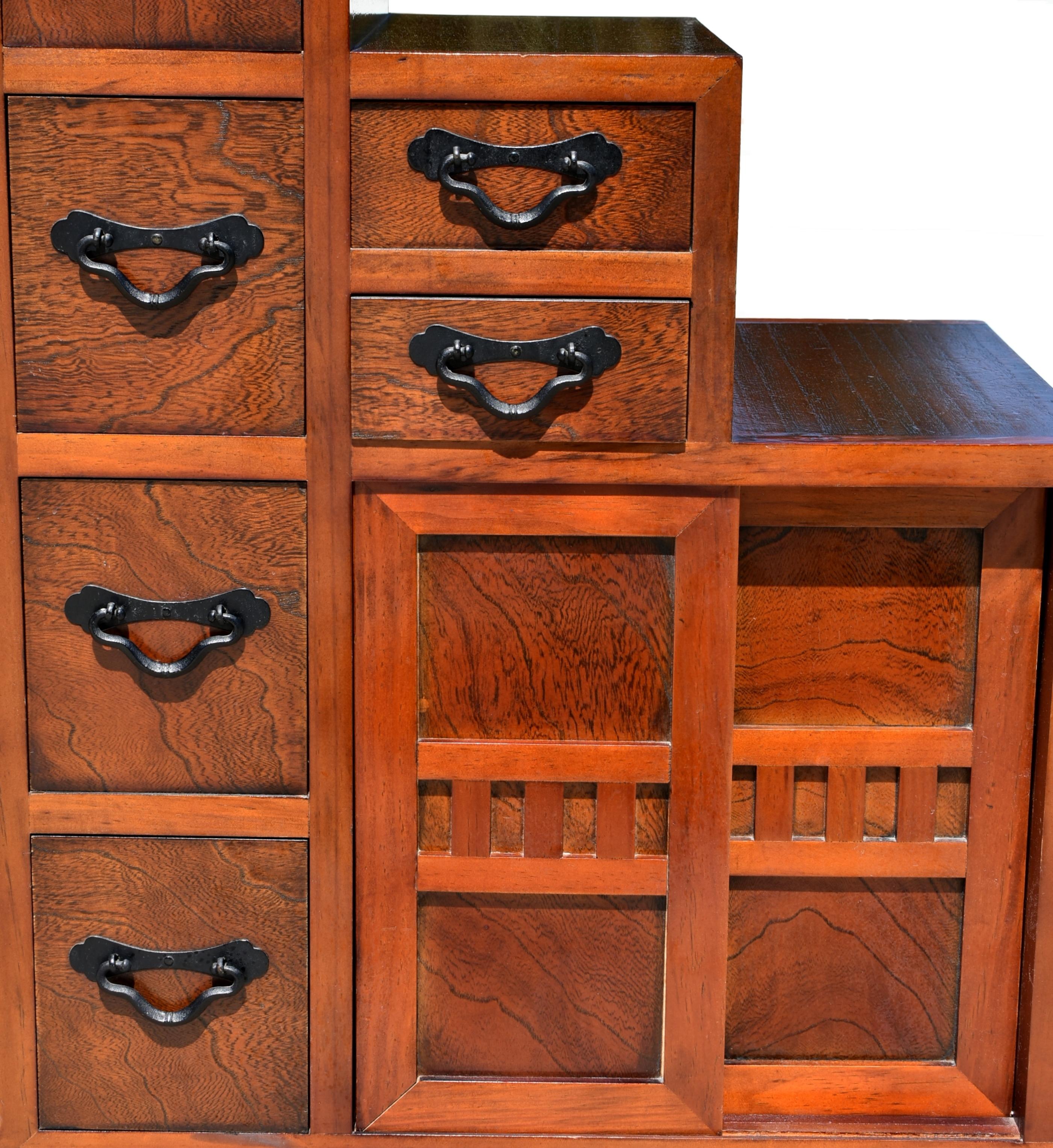 Japanese Step Tansu Double Sided For Sale at 1stDibs