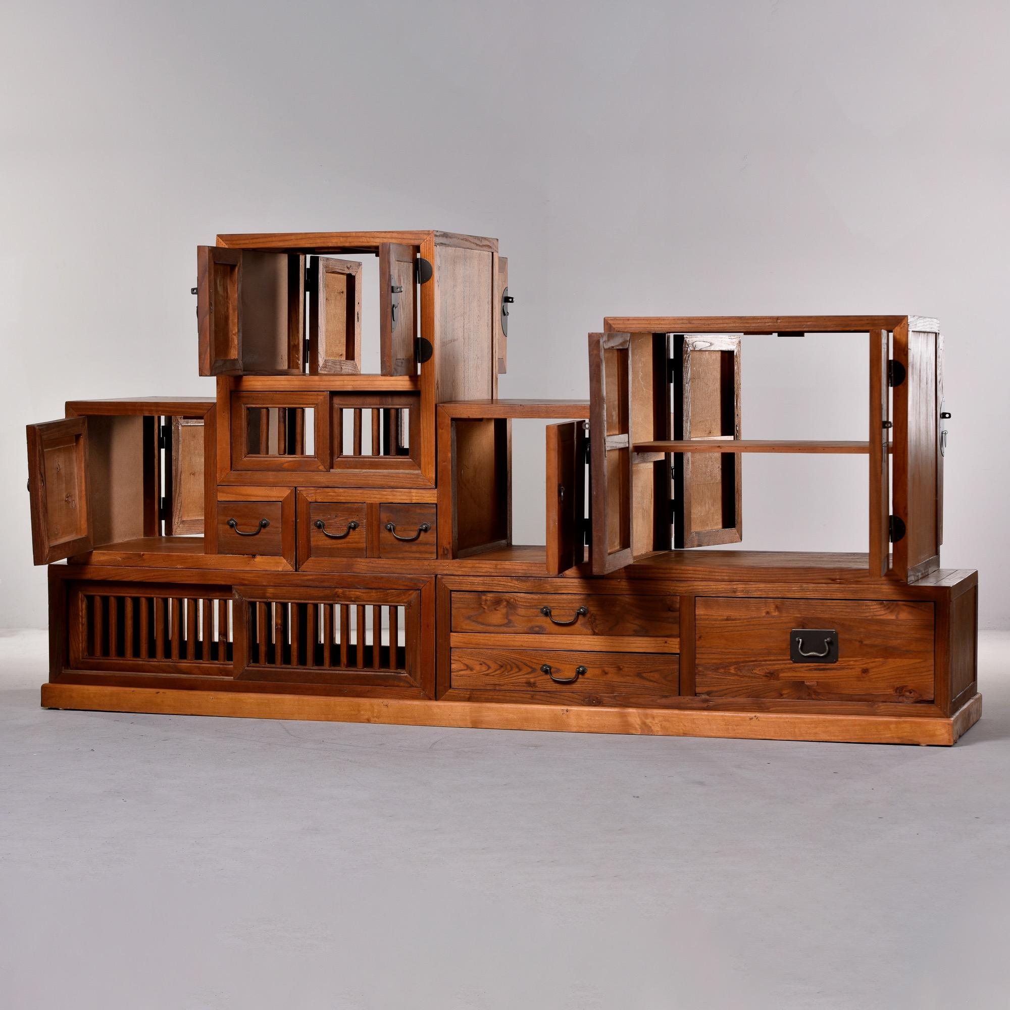 Iron Japanese Step Tansu Two Sided Cabinet