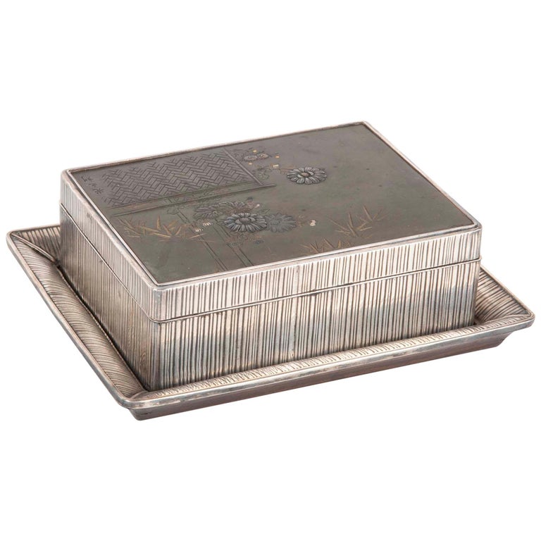 Japanese Sterling and Mixed Metal Box For Sale at 1stDibs