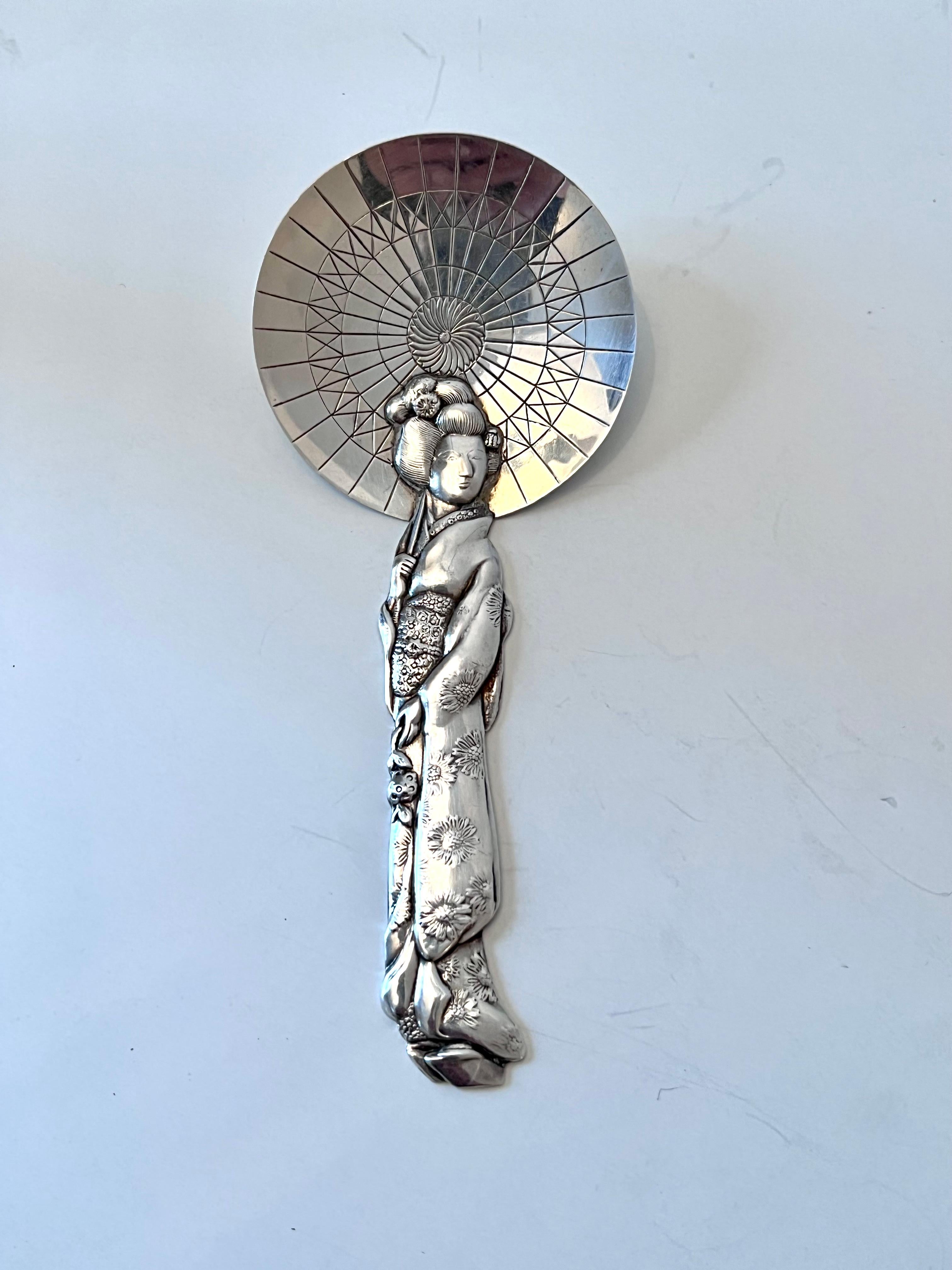 Japonisme Japanese Sterling Silver 950 Geisha Tea Caddy Spoon Al Malaikah Temple