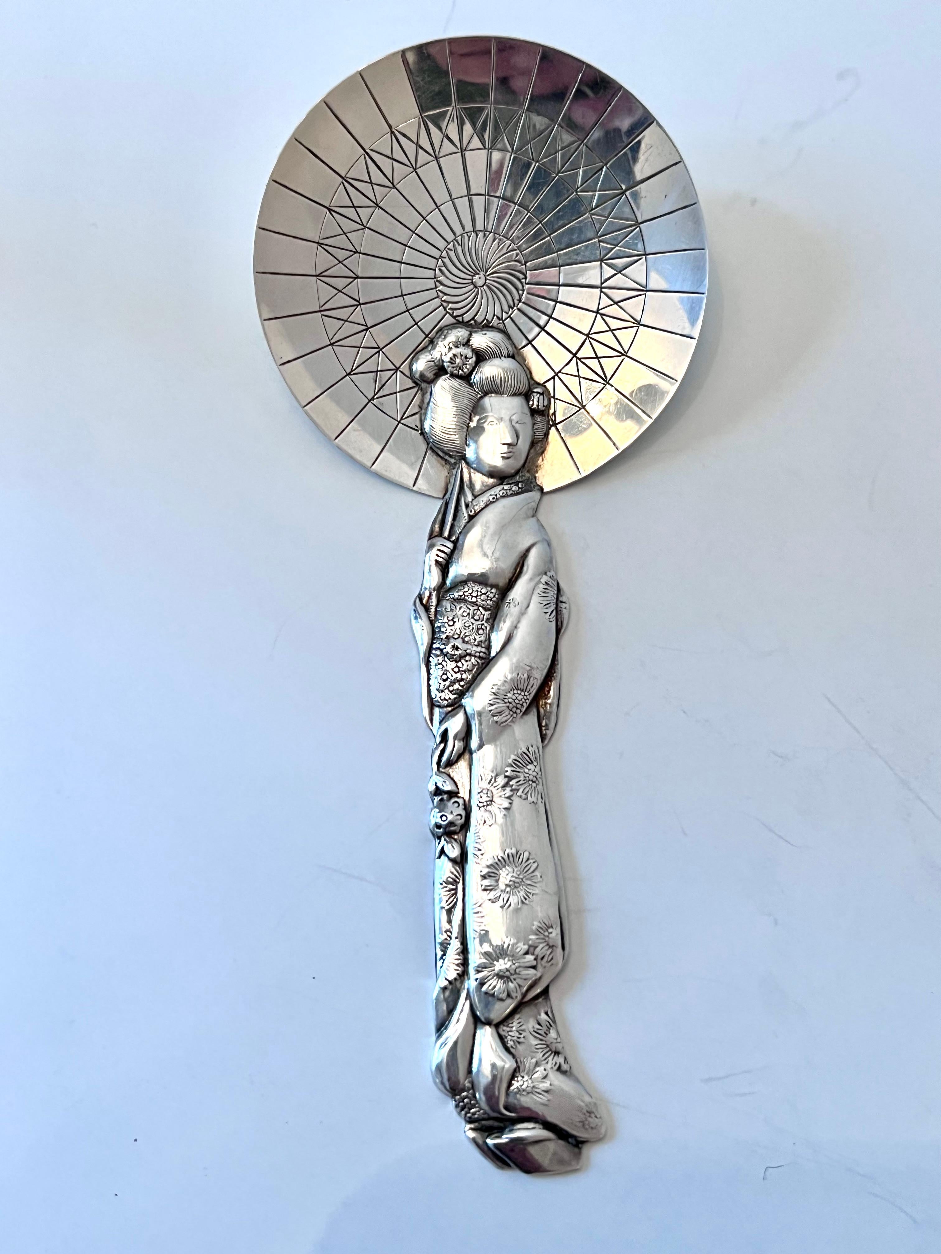 20th Century Japanese Sterling Silver 950 Geisha Tea Caddy Spoon Al Malaikah Temple