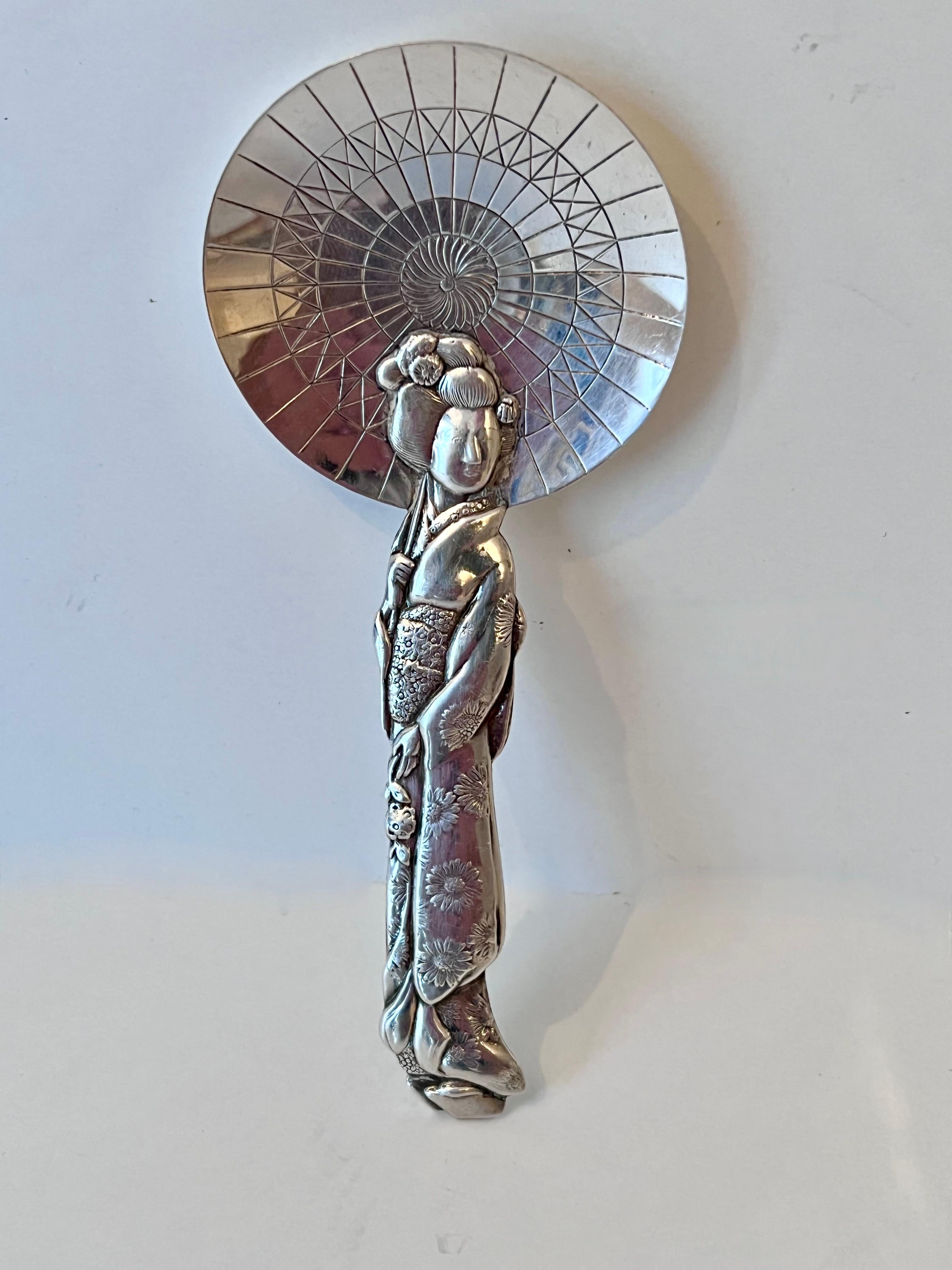 Japanese Sterling Silver 950 Geisha Tea Caddy Spoon Al Malaikah Temple 1