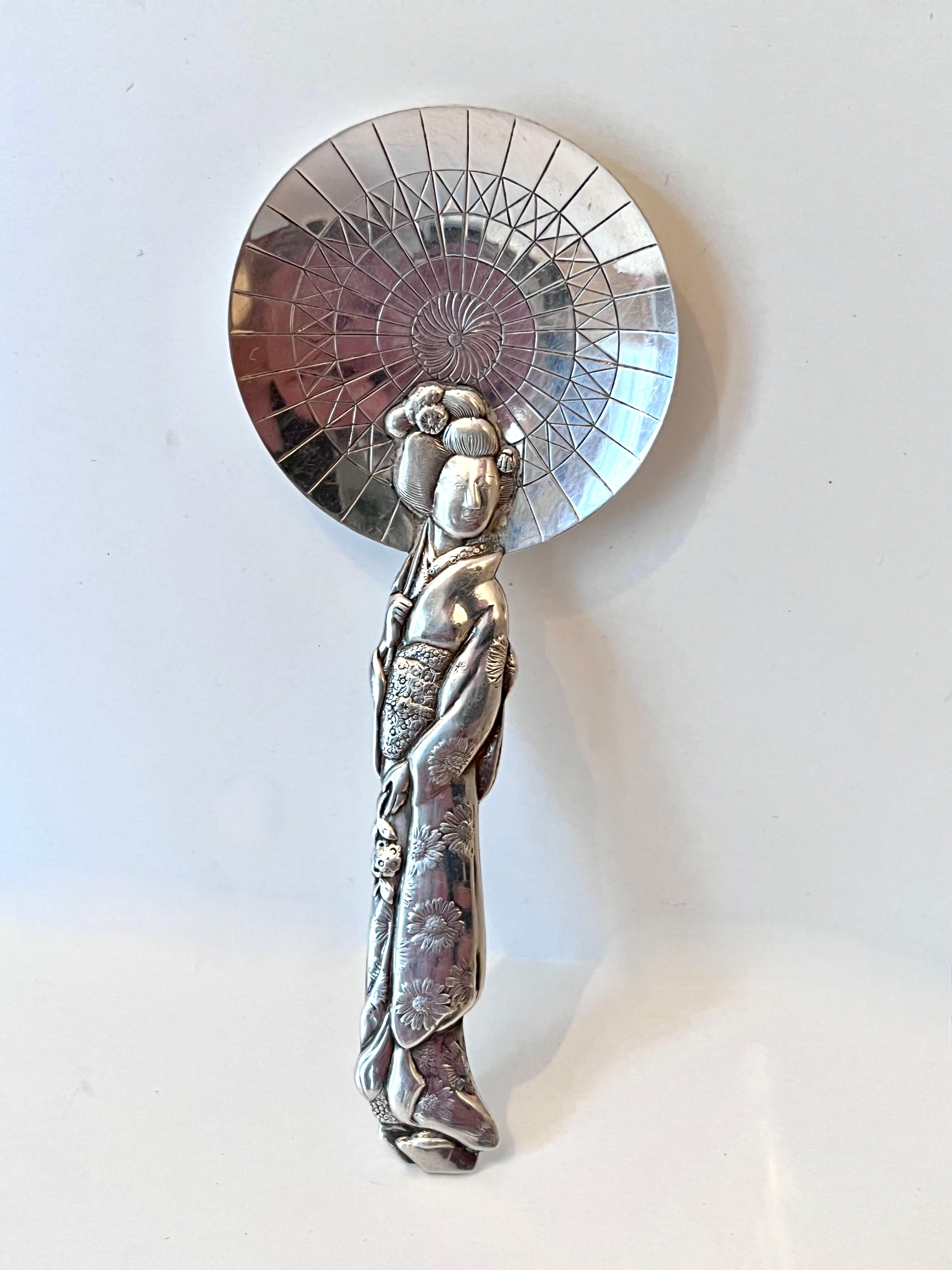 Japanese Sterling Silver 950 Geisha Tea Caddy Spoon Al Malaikah Temple 2
