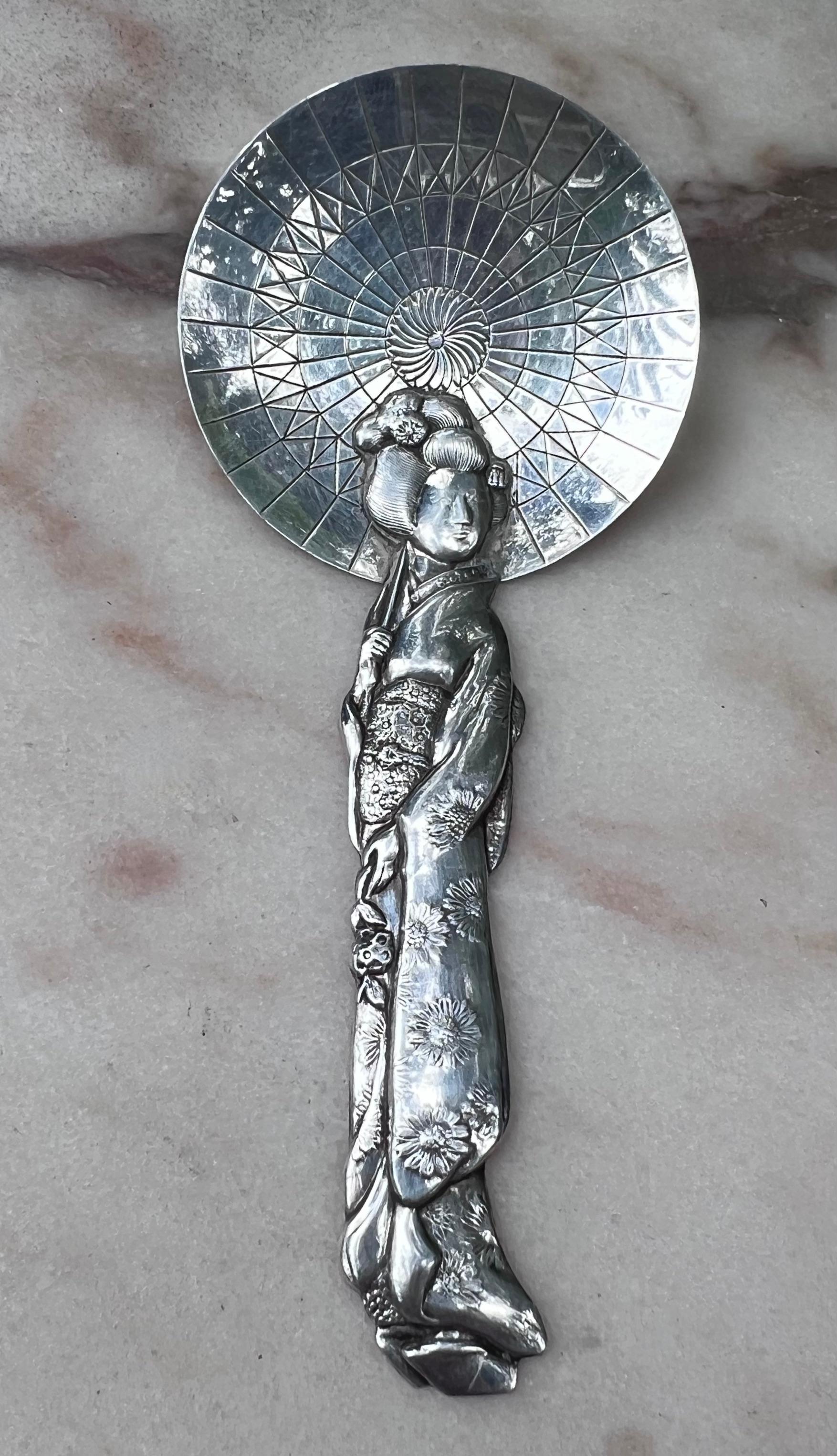 Japanese Sterling Silver 950 Geisha Tea Caddy Spoon Al Malaikah Temple 3