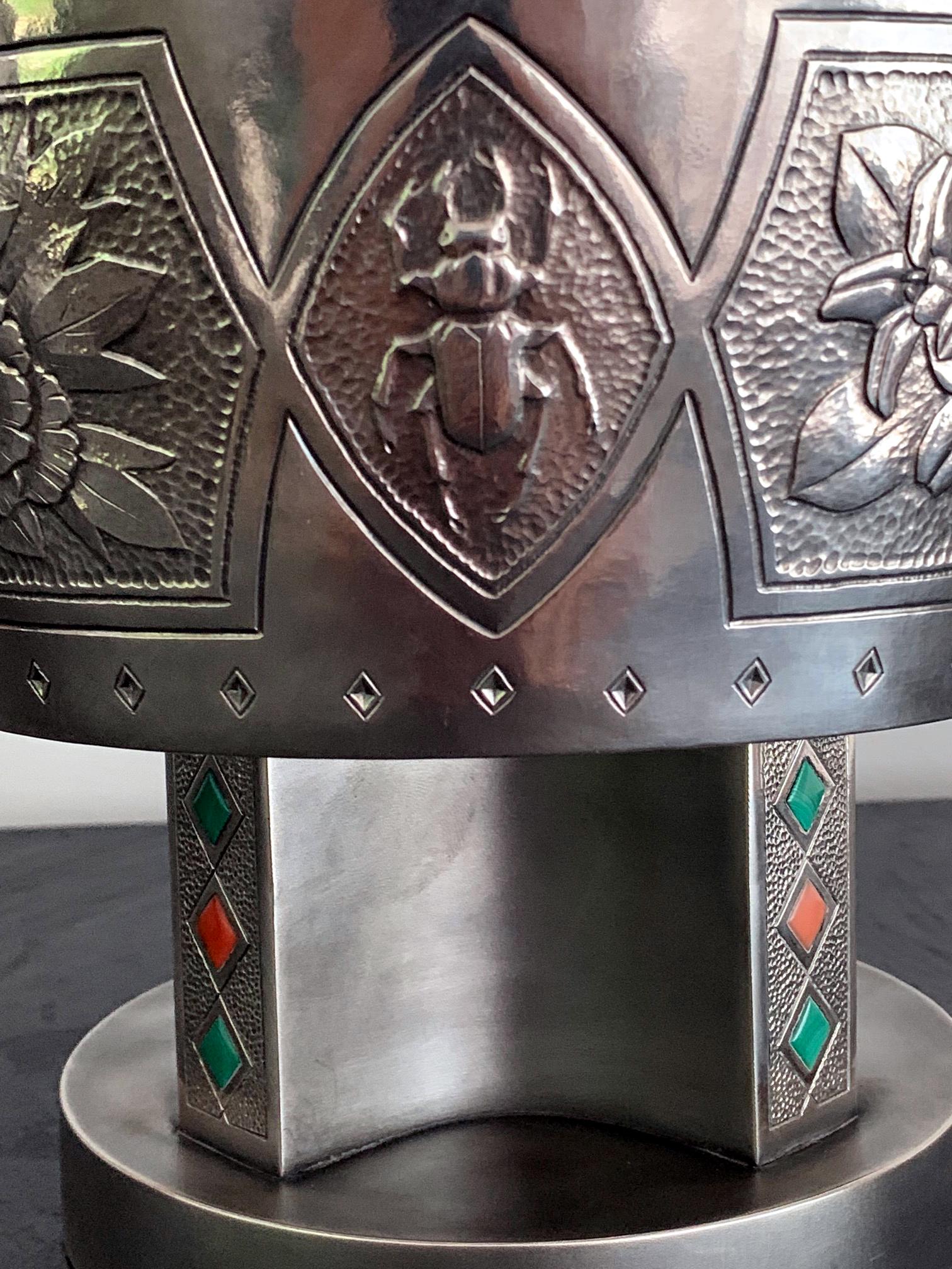 Japanese Sterling Silver Centerpiece Pedestal Bowl by Hattori Kintaro  For Sale 2