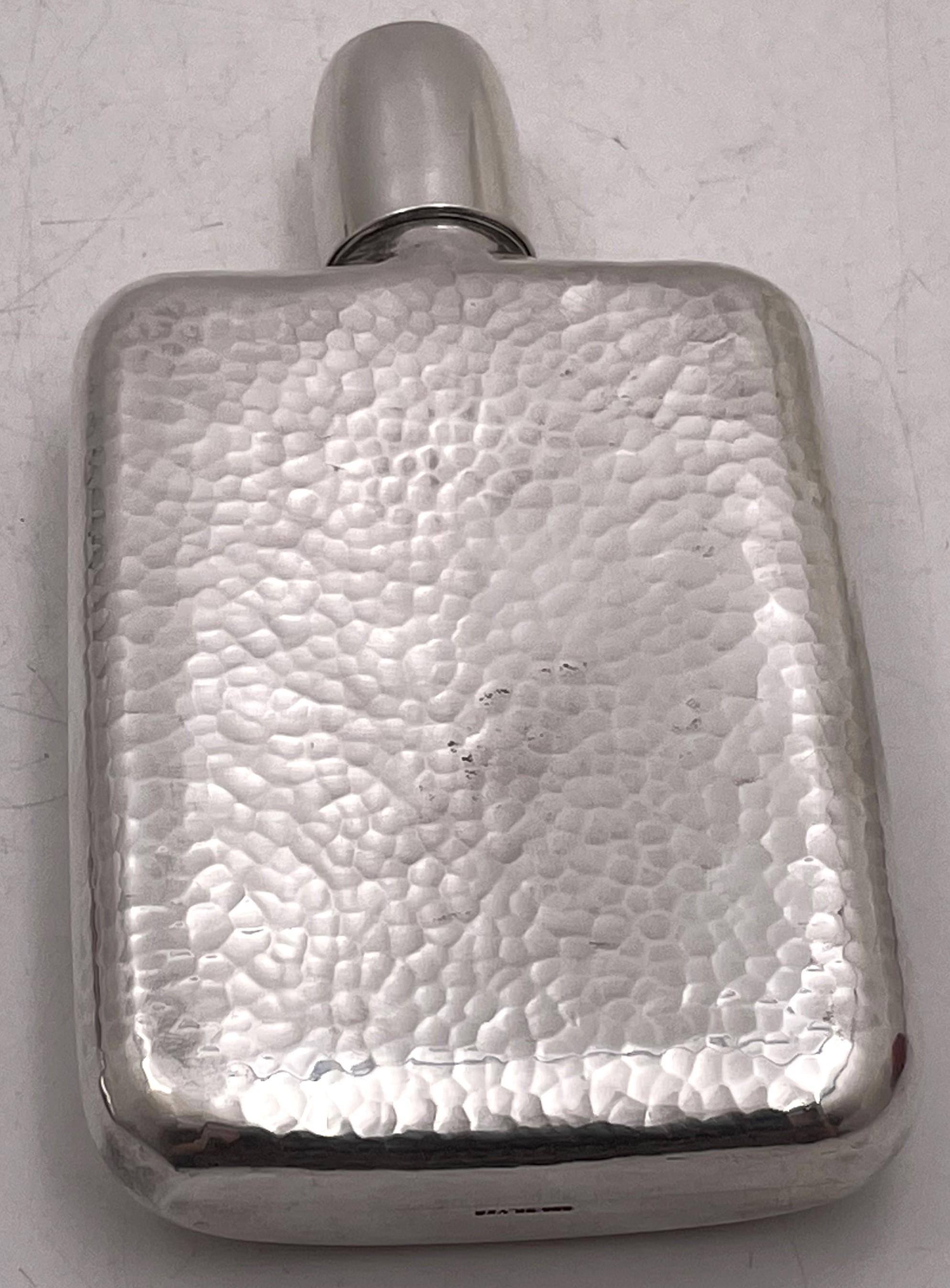 Japanese Sterling Silver Flask with Engraved Japanese Landscape with Shot Glass For Sale 1