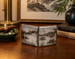 Japanese Sterling Silver Mixed-Metal Mount Fuji Cigarette Case, circa 1920