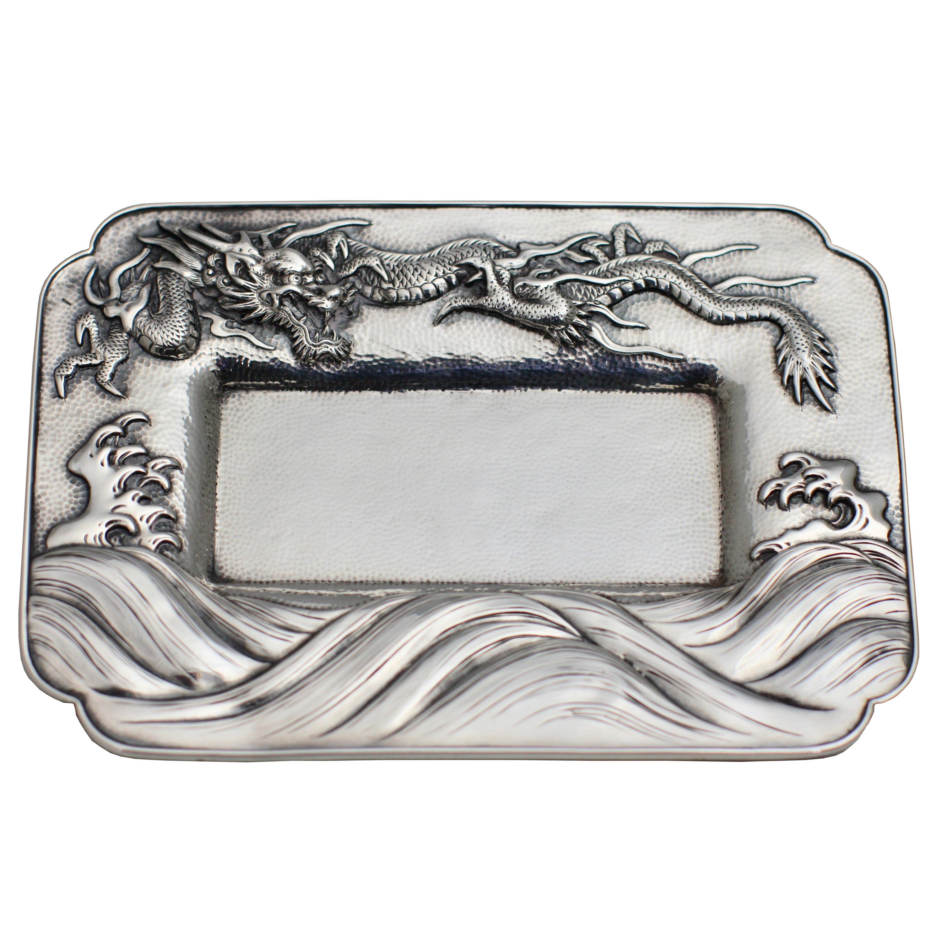 Japanese Sterling Silver Pan Tray For Sale