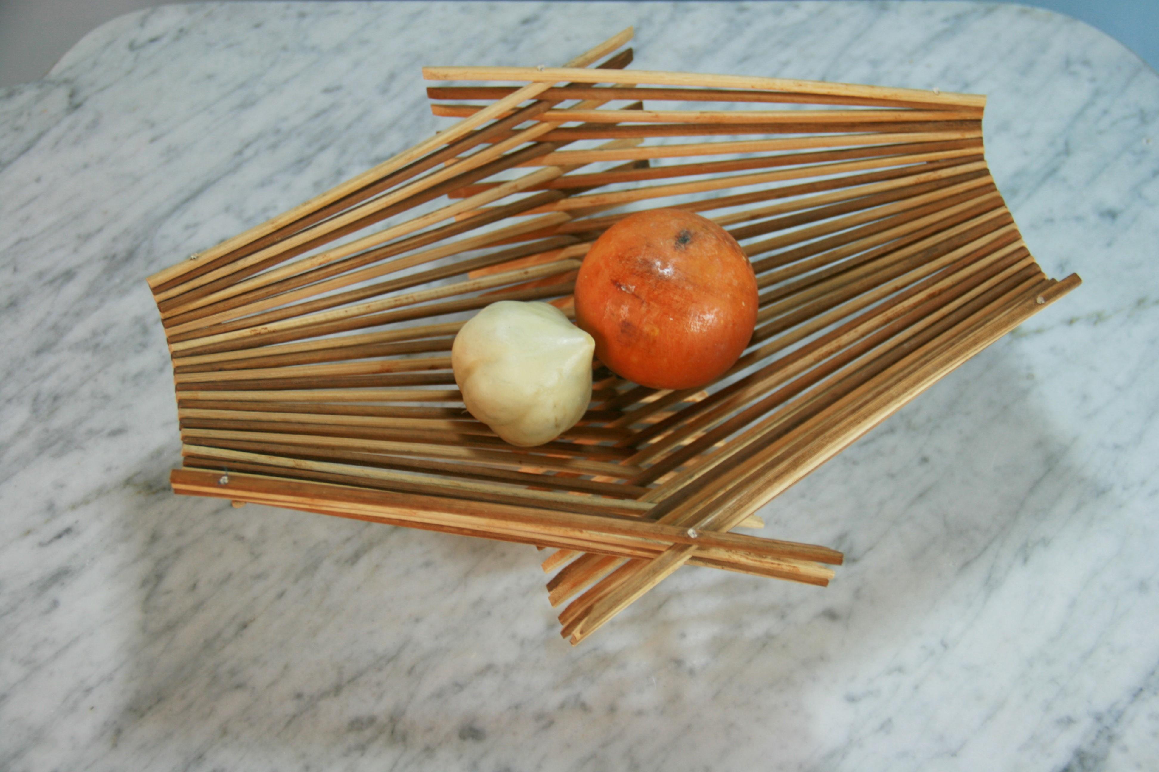 Japanese Stick Basket/Folk Art with Marble Fruit For Sale 3