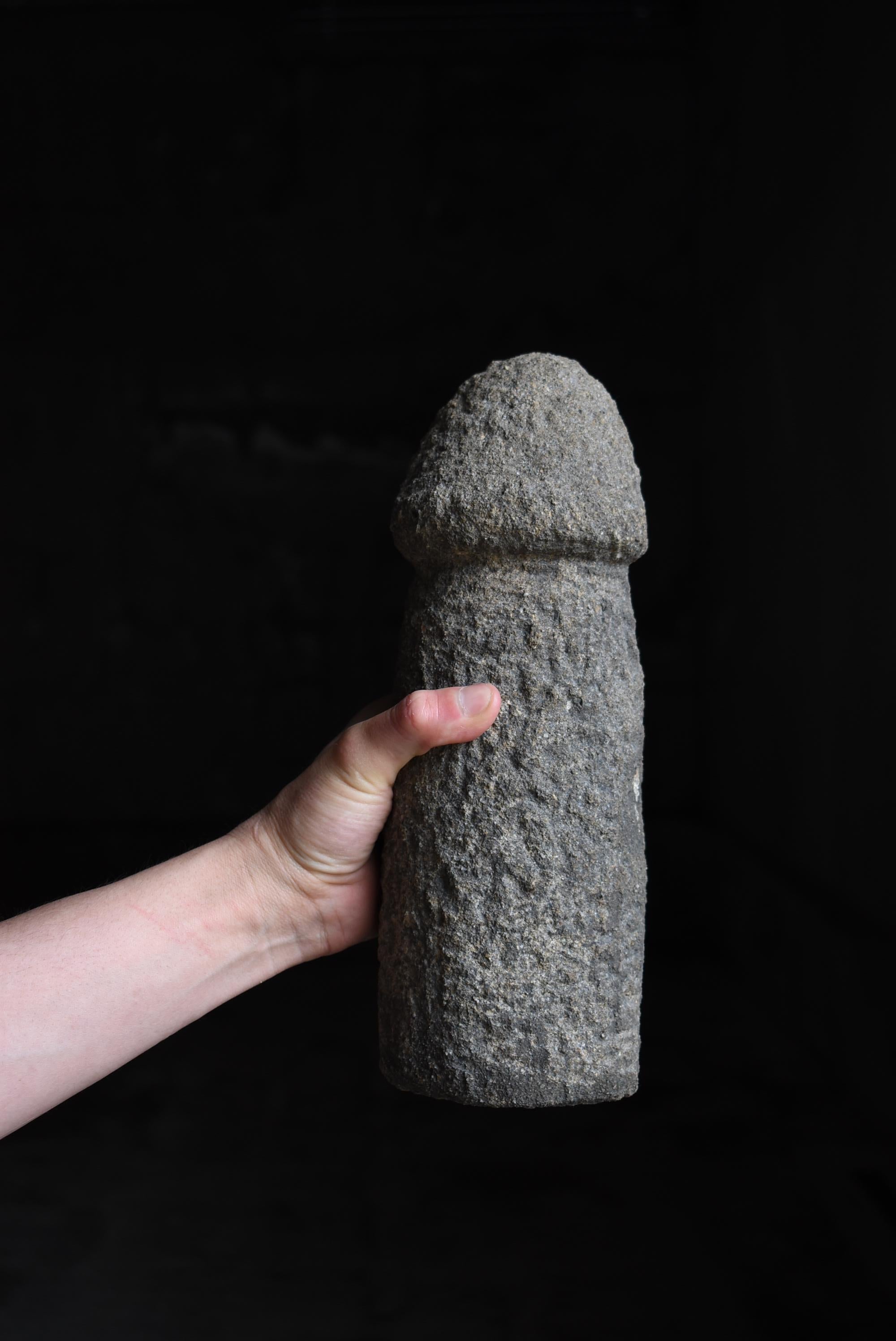 Japanese Antique Stone Carving Penis 1800s-1860s / Sculpture Wabisabi For Sale 7