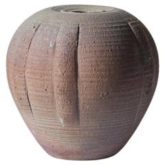 Japanese Stoneware Brutalist Vessel, 1960s Mashiko, Japan