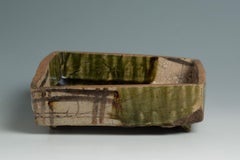 Japanese Stoneware Oribe Serving Dish, 17th Century