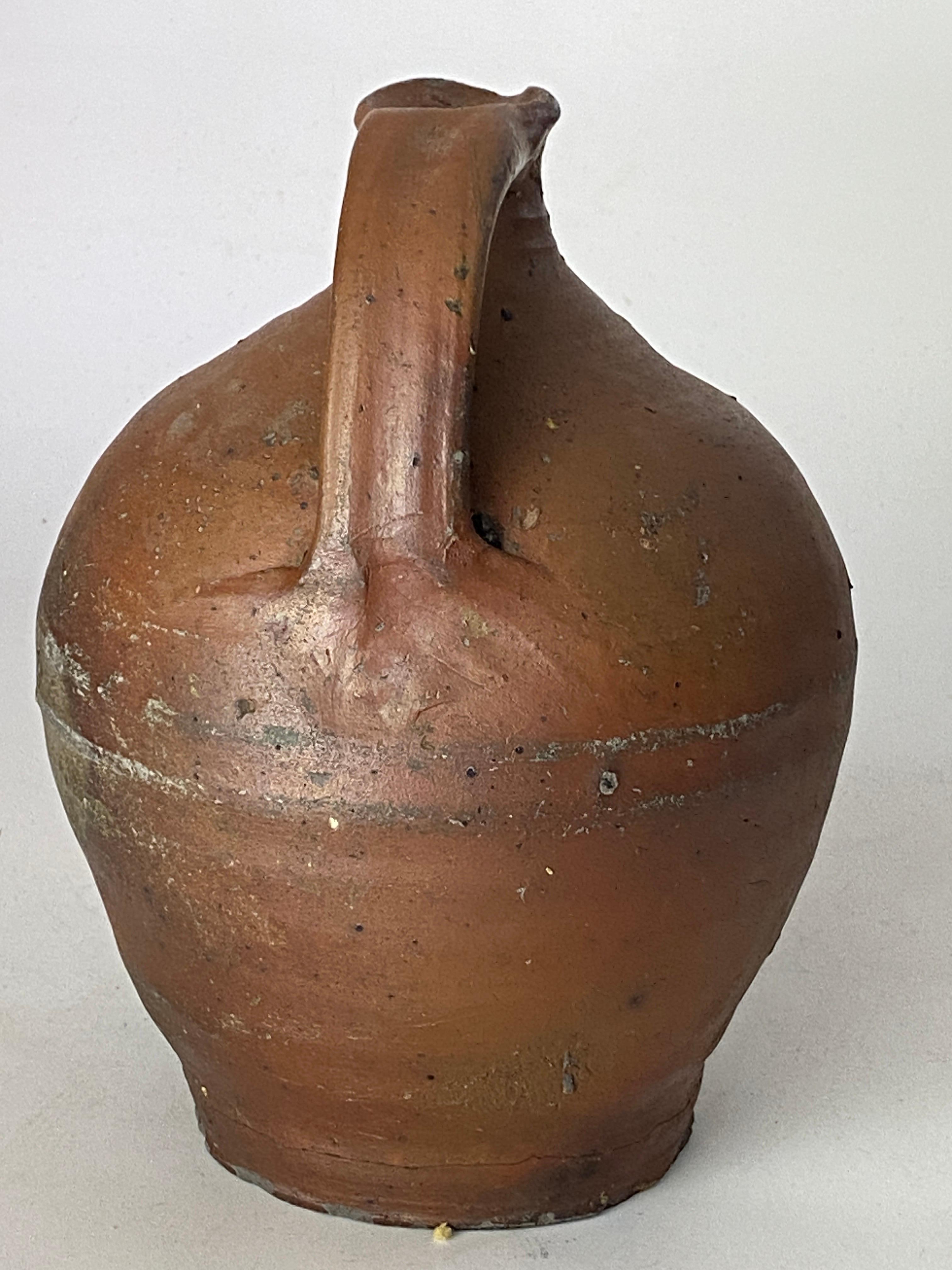 Japanese Stoneware Pottery Jug Pitcher with Amazing Glaze circa 19th Rustic In Good Condition For Sale In Auribeau sur Siagne, FR