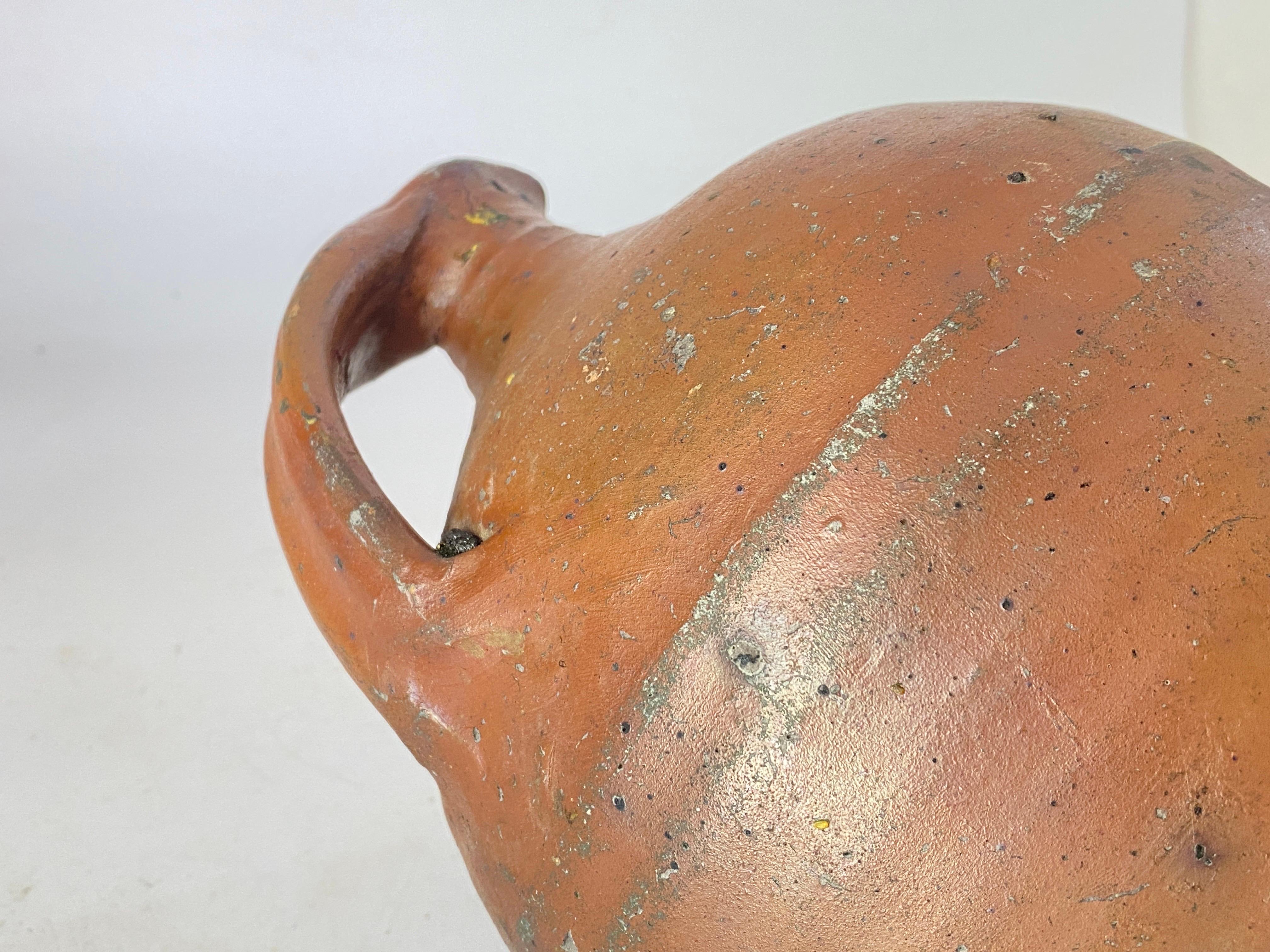 Japanese Stoneware Pottery Jug Pitcher with Amazing Glaze circa 19th Rustic For Sale 1