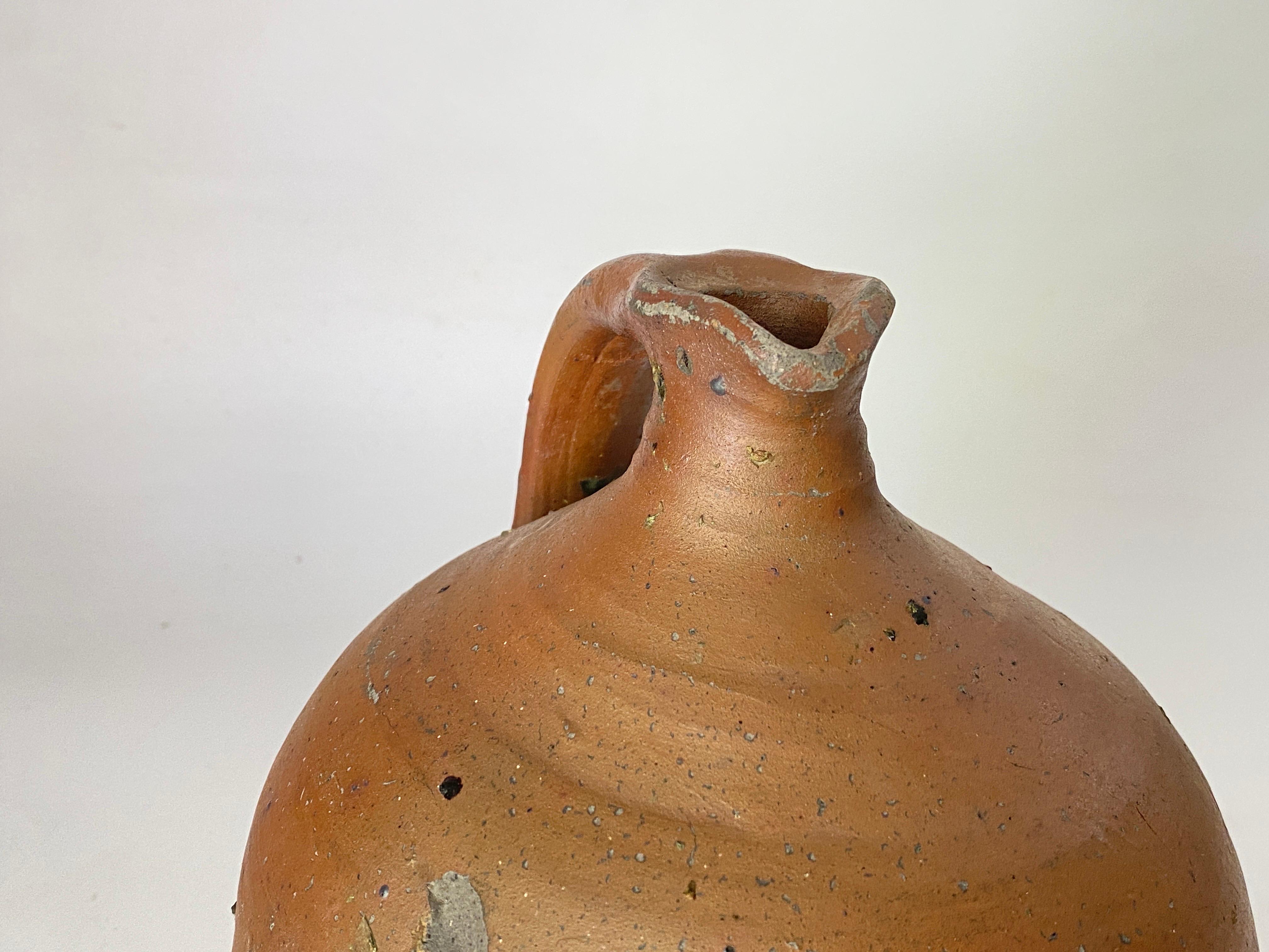 Japanese Stoneware Pottery Jug Pitcher with Amazing Glaze circa 19th Rustic For Sale 3