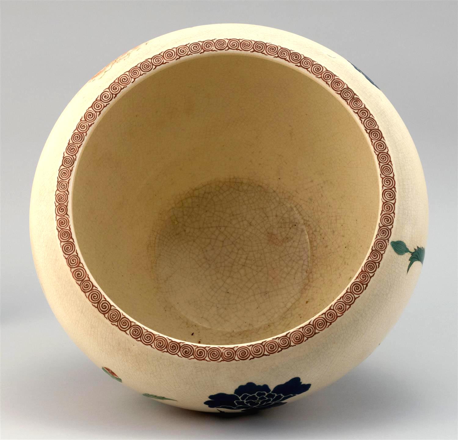 Japanese Studio Ceramic Centerpiece Okumura Shozan Meiji Period For Sale 1