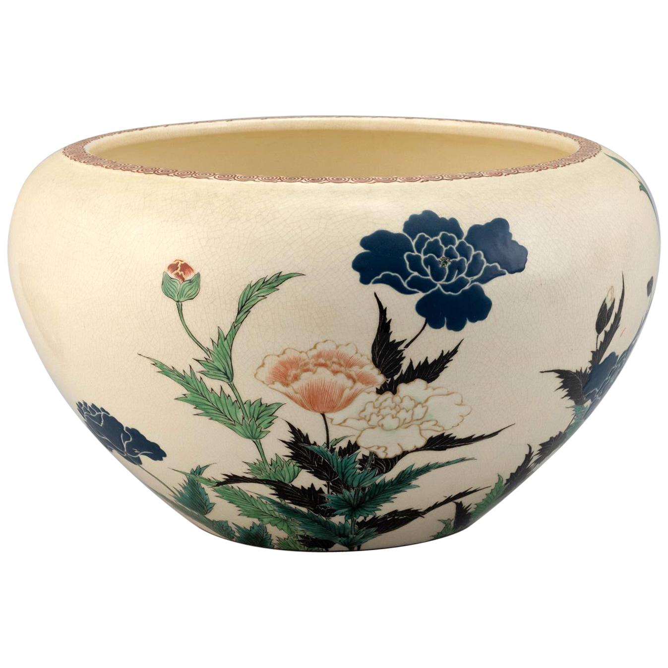 Japanese Studio Ceramic Centerpiece Okumura Shozan Meiji Period For Sale