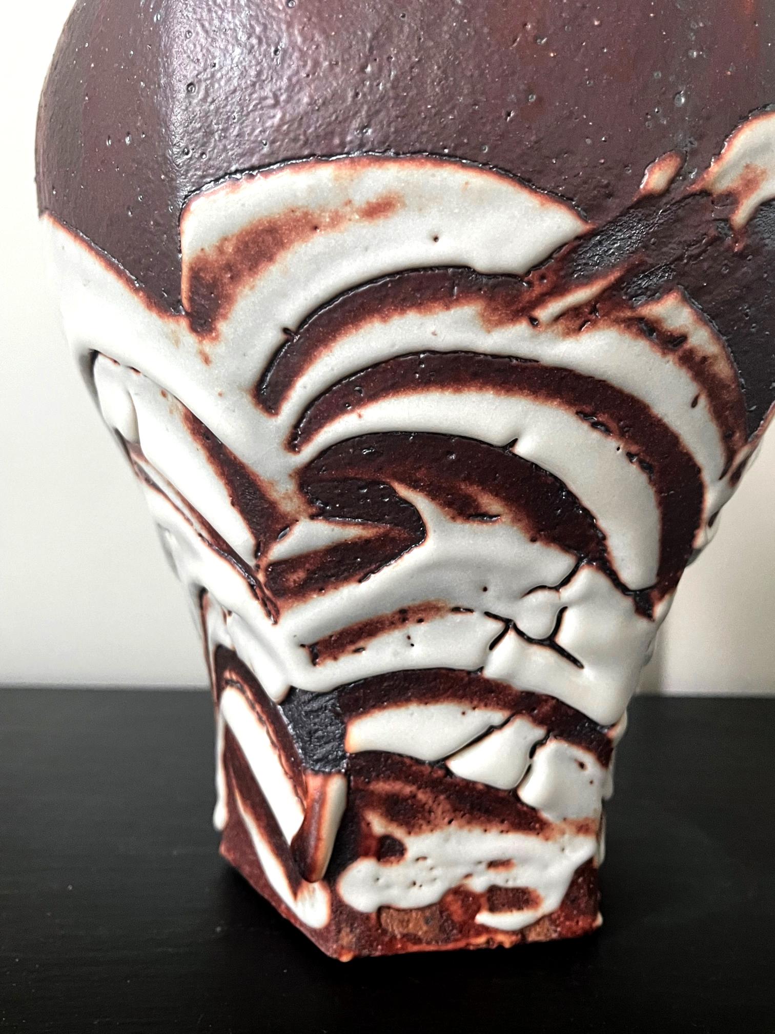 Japanese Studio Ceramic Vase by Ken Matsuzaki with Original Tomobako For Sale 5