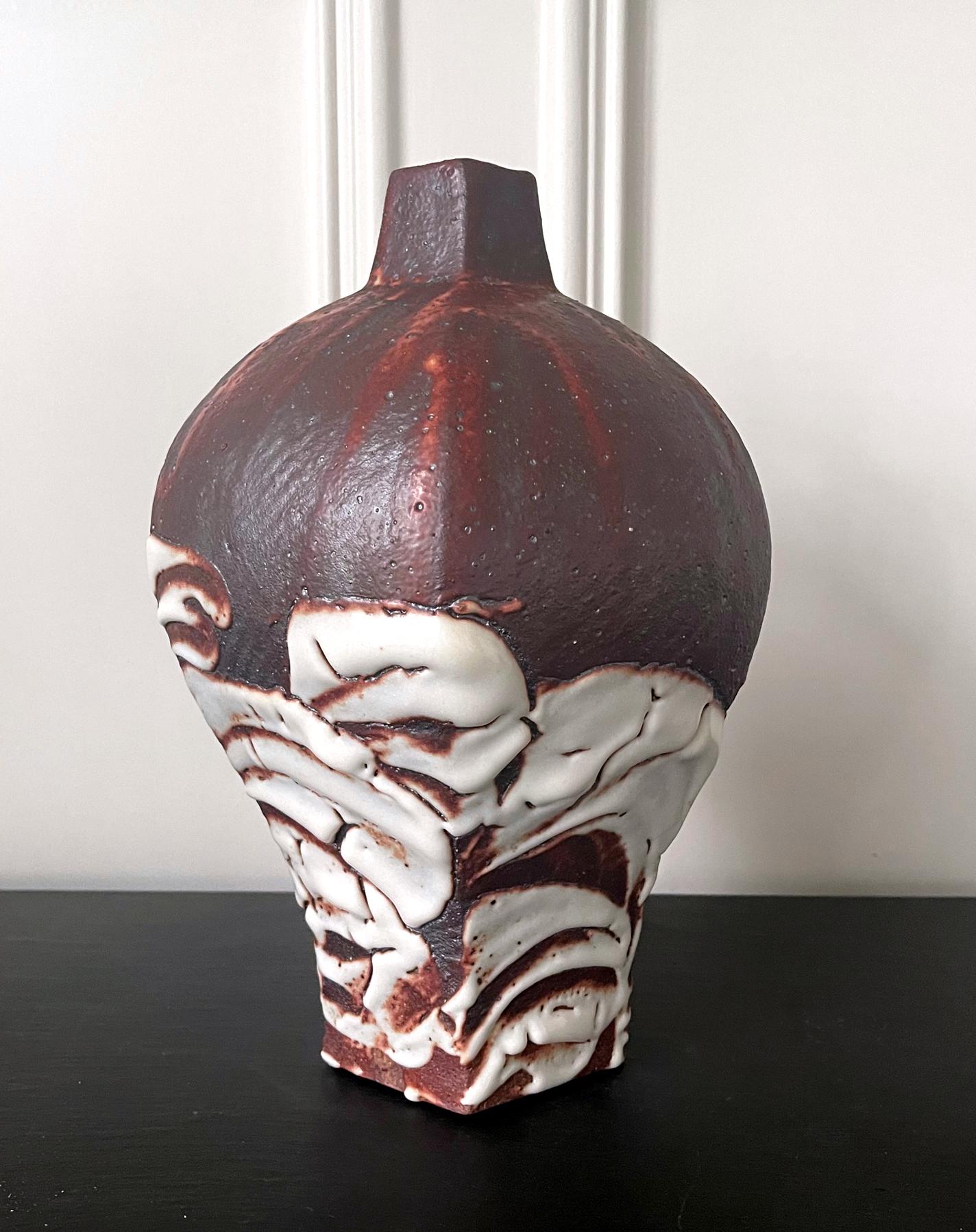Glazed Japanese Studio Ceramic Vase by Ken Matsuzaki with Original Tomobako For Sale