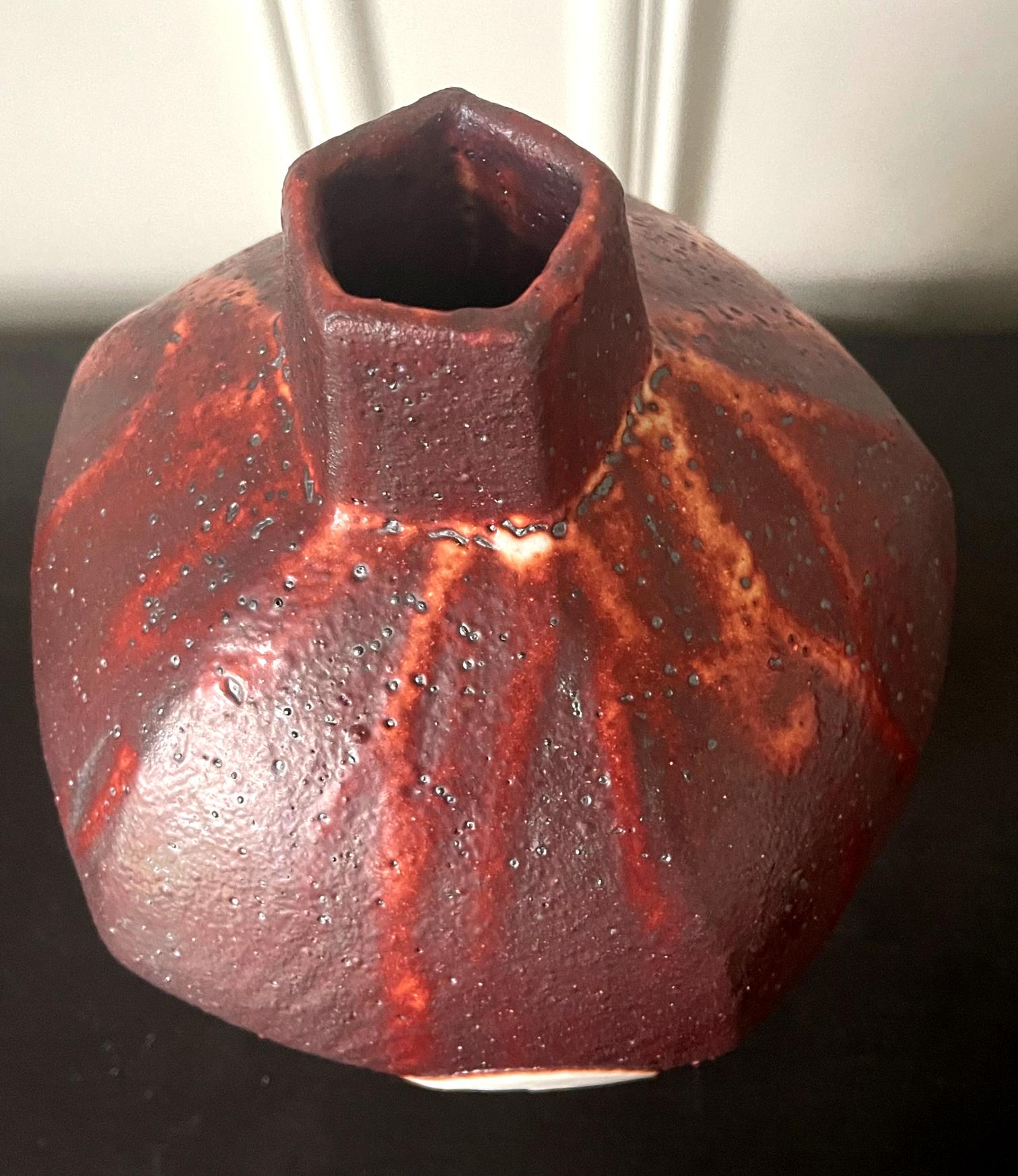 Japanese Studio Ceramic Vase by Ken Matsuzaki with Original Tomobako For Sale 2