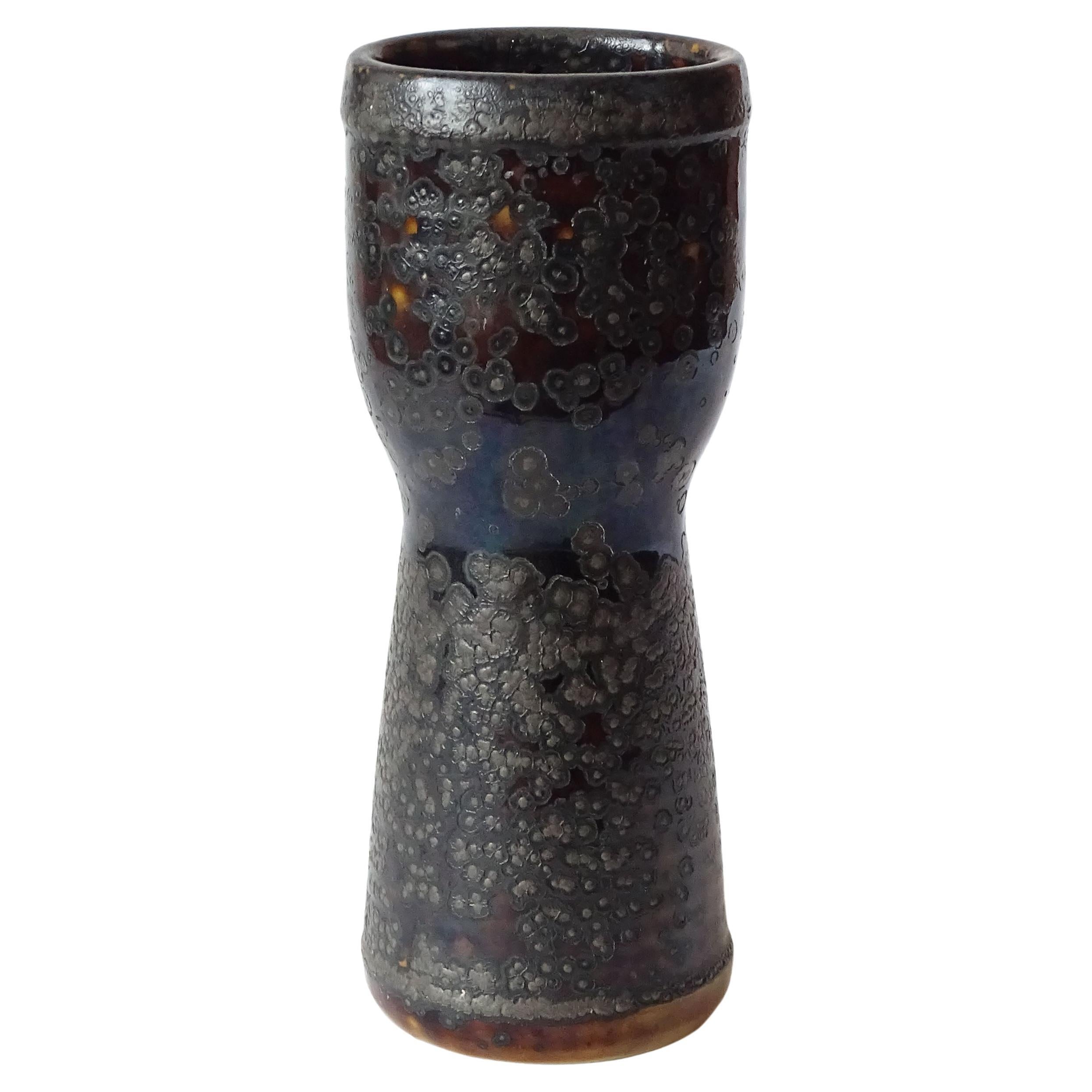 Japanese Studio Ceramic Vase with Volcanic Glaze, circa 1960s–1970s