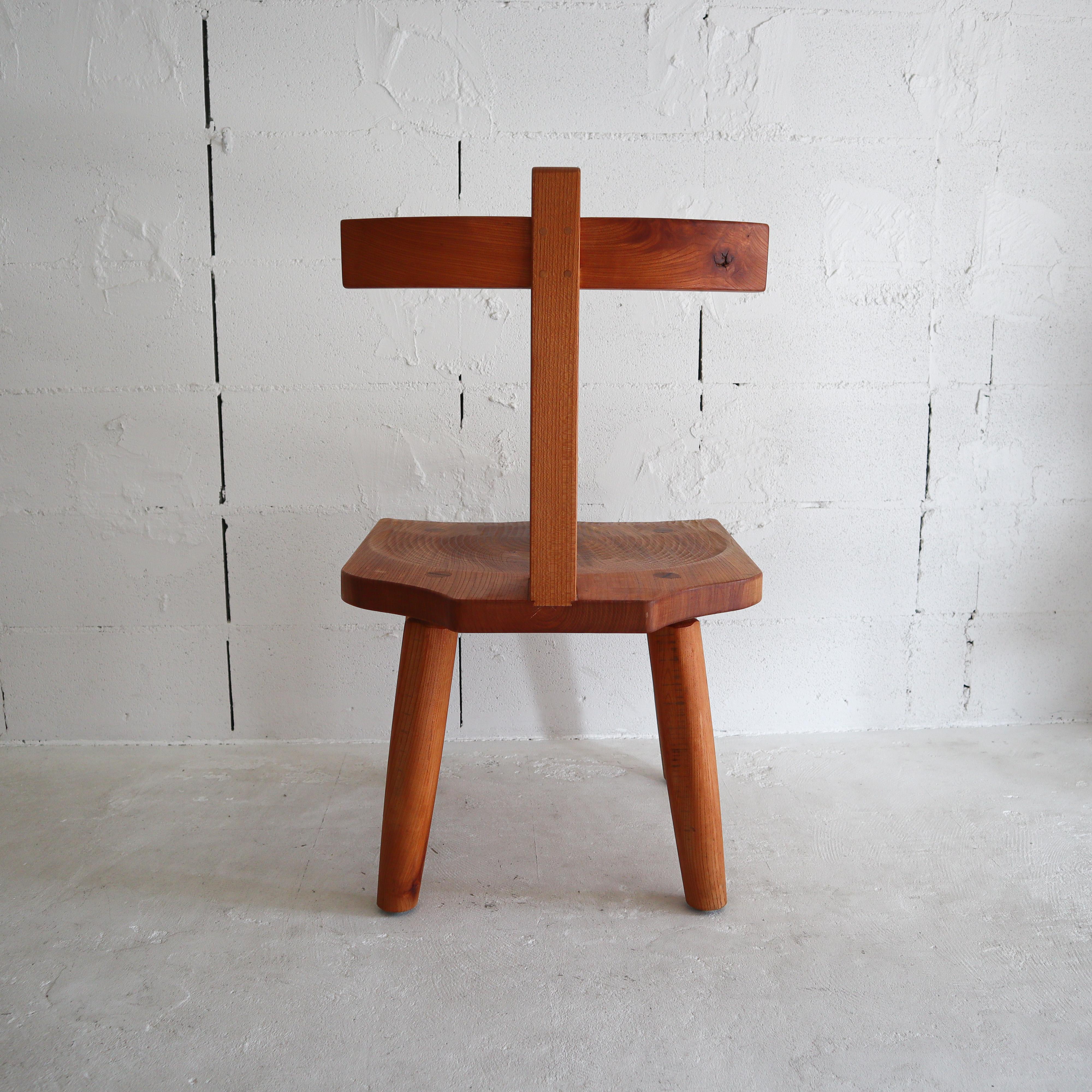 Mid-Century Modern George Nakashima Style Japanese Studio Craft Solid Wood T-Chairs For Sale