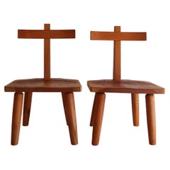 George Nakashima Style Japanese Studio Craft Solid Wood T-Chairs