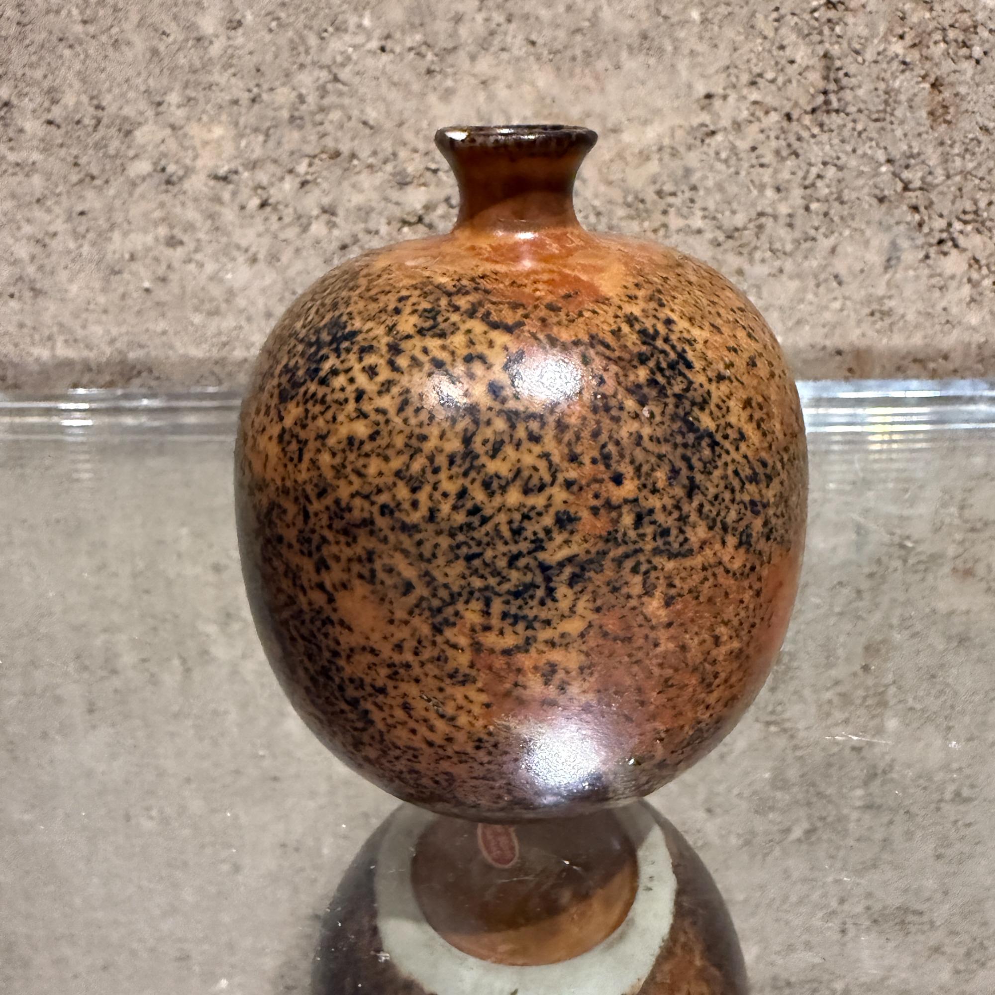 For your consideration, a Japanese studio pottery weed pot vase. Stonewear with earthy speckled brown tones. Stamped underneath 