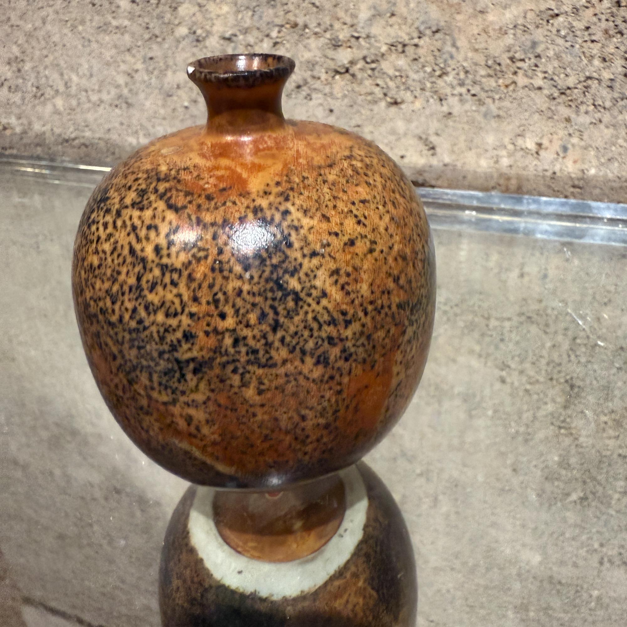 Fired Japanese Studio Pottery Stonewear Vase Weed Pot Earthy Speckled Brown For Sale