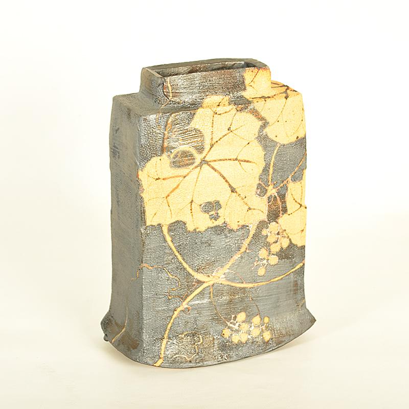 Glazed Japanese Studio Pottery Vase by Miyake Yoji with Original Paulownia Box