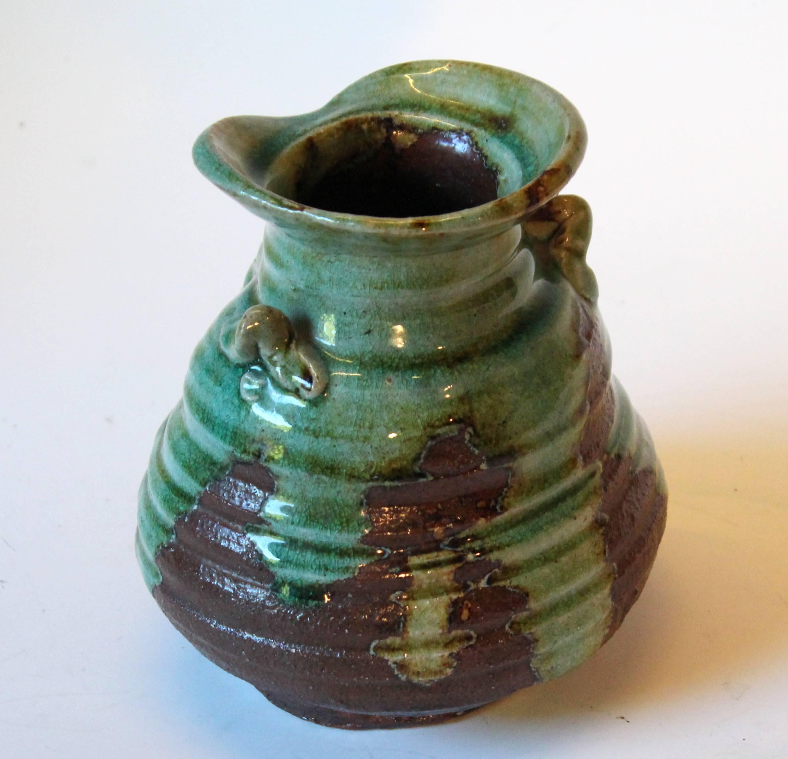 20th Century Japanese Studio Pottery Wabi Sabi Mingei Zen Tea Ceremony Ikebana Crackle Vase
