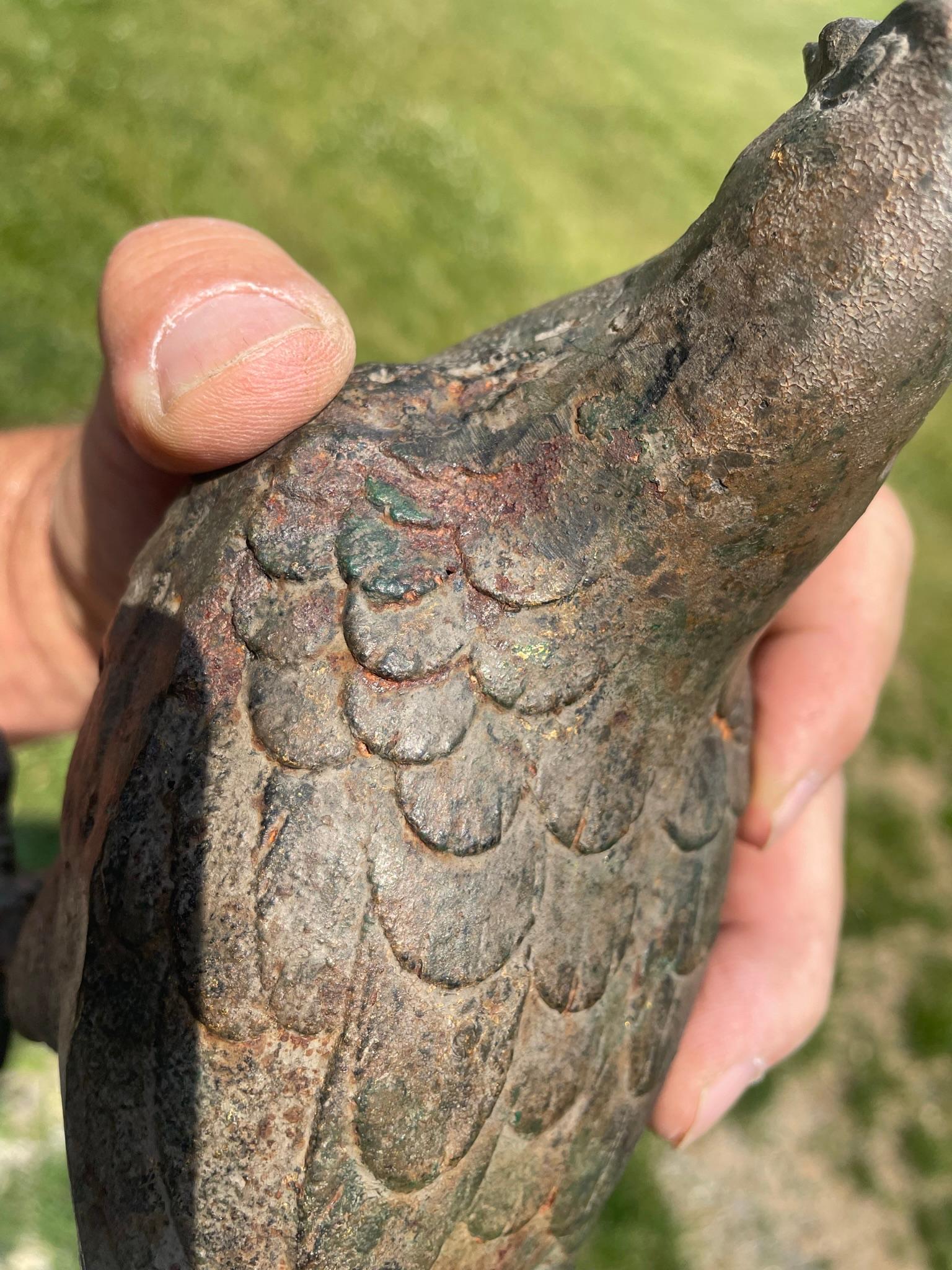 Japanese Antique Hand Cast Pair Bronze Pigeons, Beautiful Details 10